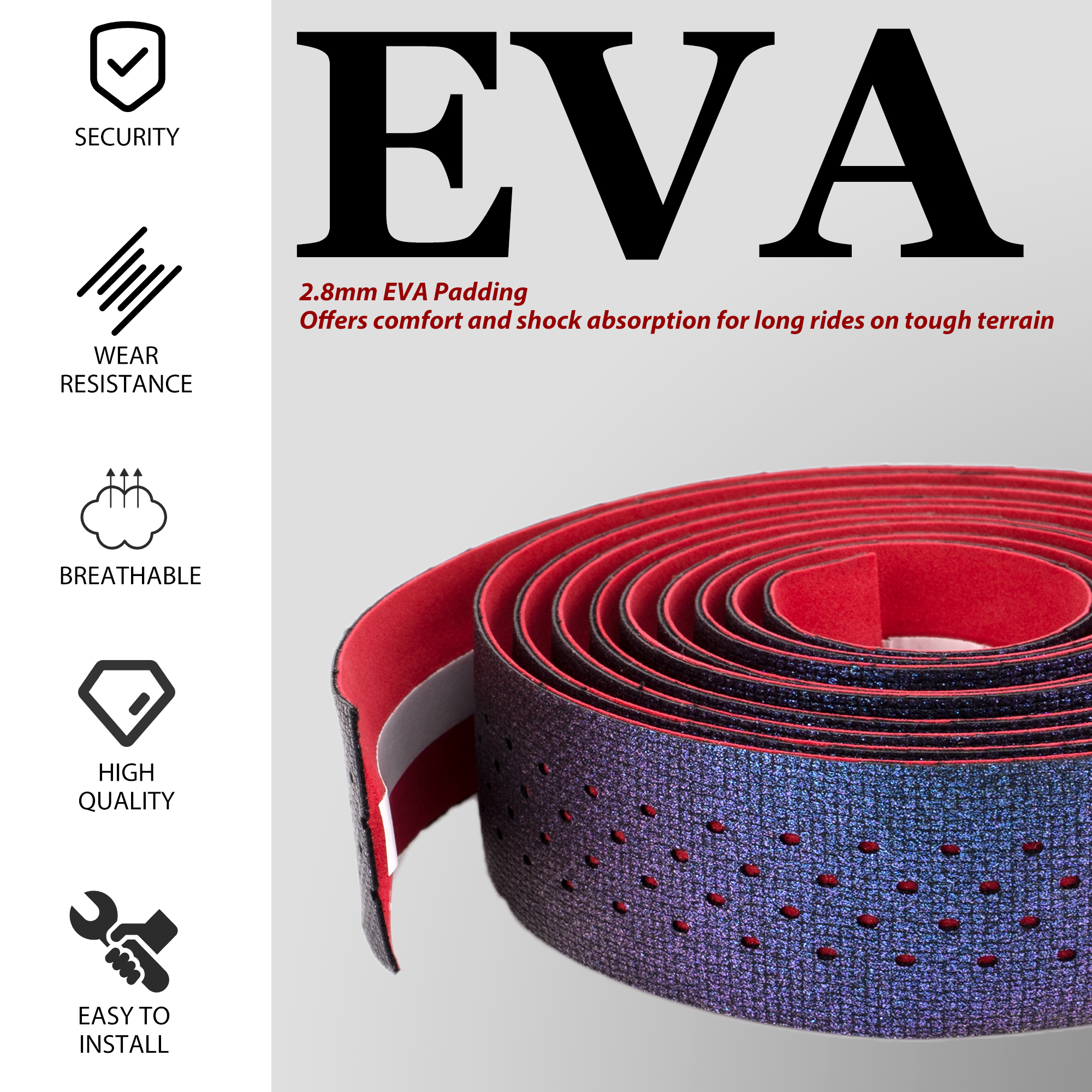 Bicycle Handlebar Tape, Bike Grip Tape, Gradient EVA Bar Tape for Road & Gravel Bikes, Non-Slip, Shock Absorbing, Comfortable Grip, Easy to Install - Image 3