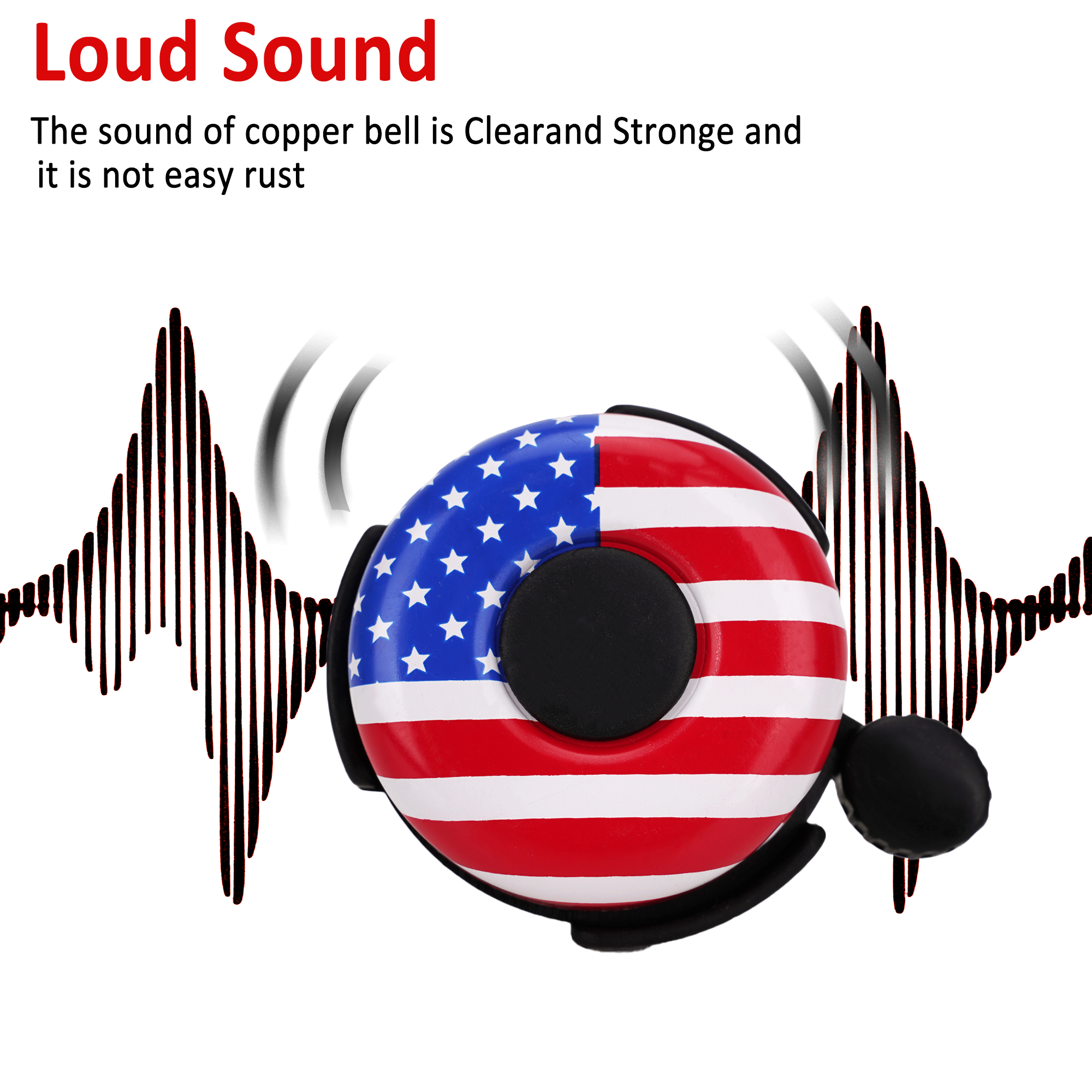 Kids Bike Bell – Loud Clear Sound Bicycle Bell for Boys and Girls, American Flag Design, Easy Handlebar Mount for Toddler, BMX, and Cruiser Bikes - Image 4