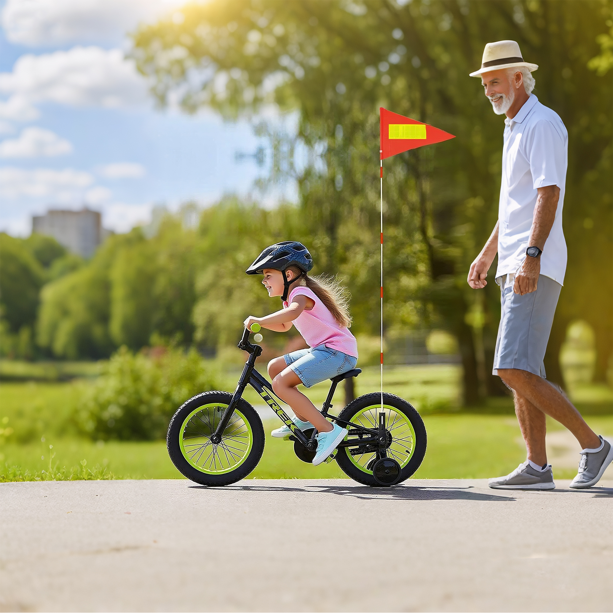 Bike Safety Flag with Pole – High Visibility Bicycle Flag for Kids & Adults, Bike Trailer, Trike, Scooter, Wheelchair, Go Kart Safety Flag for Cycling Protection - Image 3