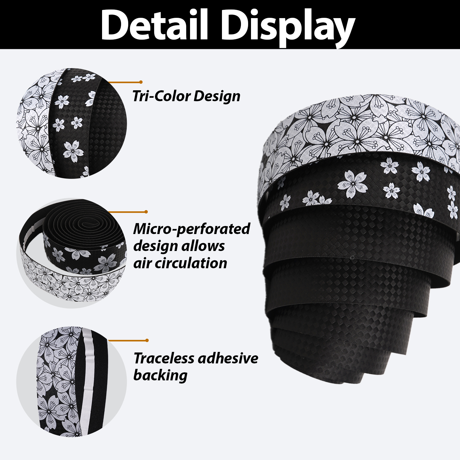 Anti-Slip PU+EVA Bar Tape, Bike Grip Tape for Road Bike, 3mm Thick Bicycle Grip Wrap, Breathable Bike Handlebar Tape for Gravel or Racing - Image 4