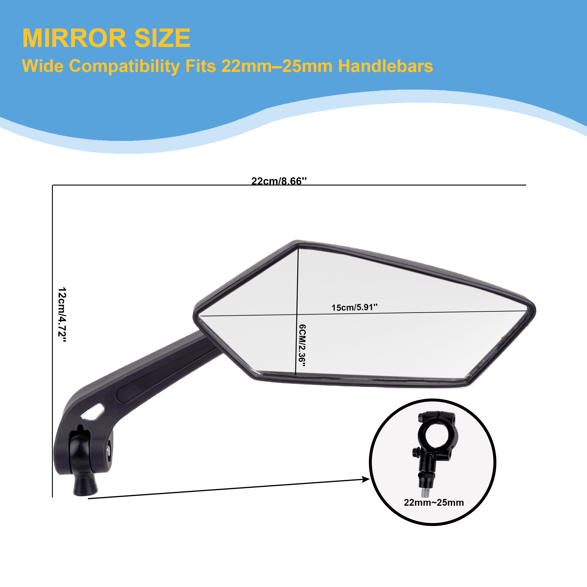 Bike Mirror Handlebar Mount – Adjustable Rear View Mirror for Mountain Bikes, E-Bikes, Scooters, Clear View, Easy Installation, Ideal for Adult Bikes - Image 6