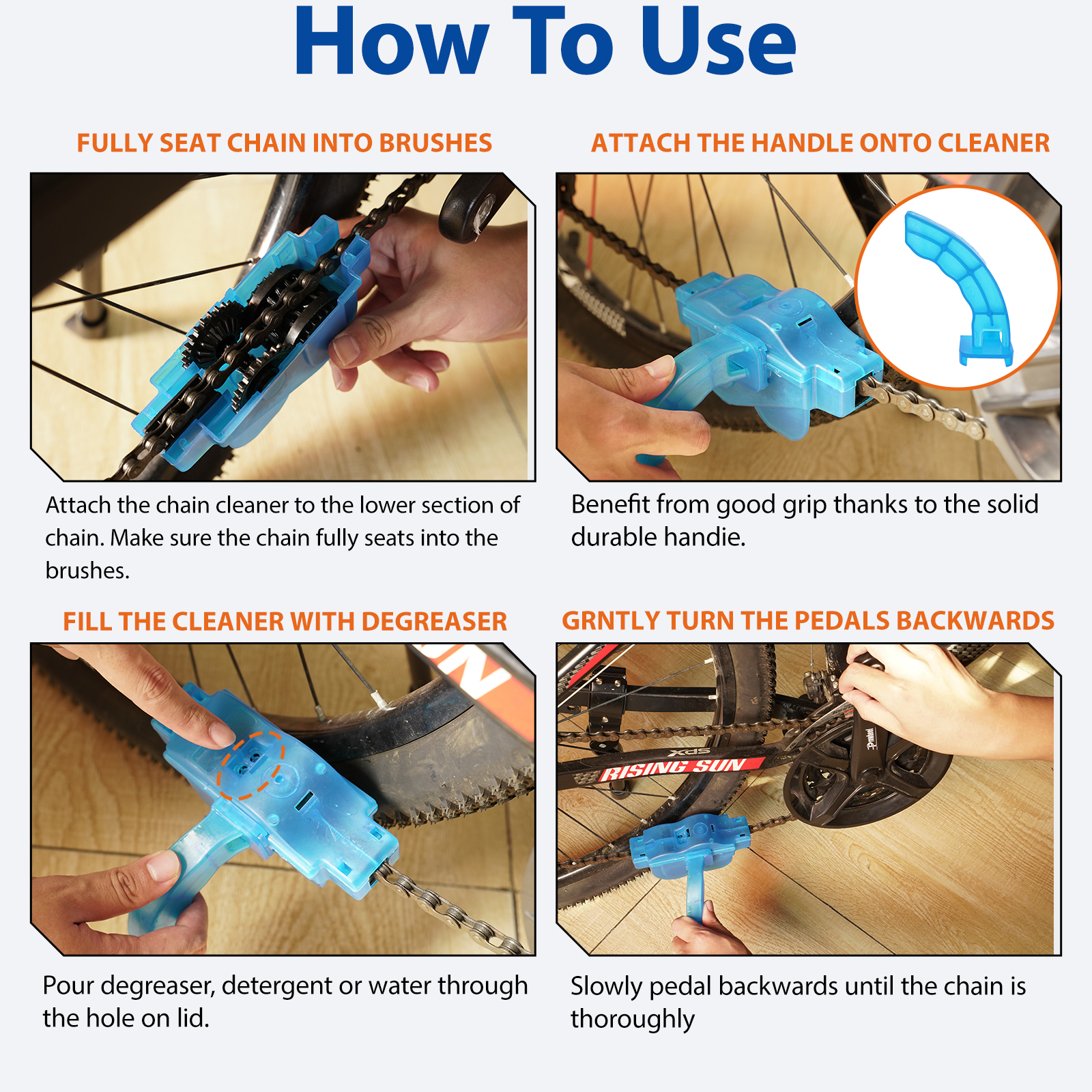 Chain Cleaner Bicycle, Bike Chain Cleaning Tool Kit with Scrubber Brushes and Gear Scraper, Easy Chain Maintenance for Road, Mountain, BMX, and Commuter Bikes - Image 5