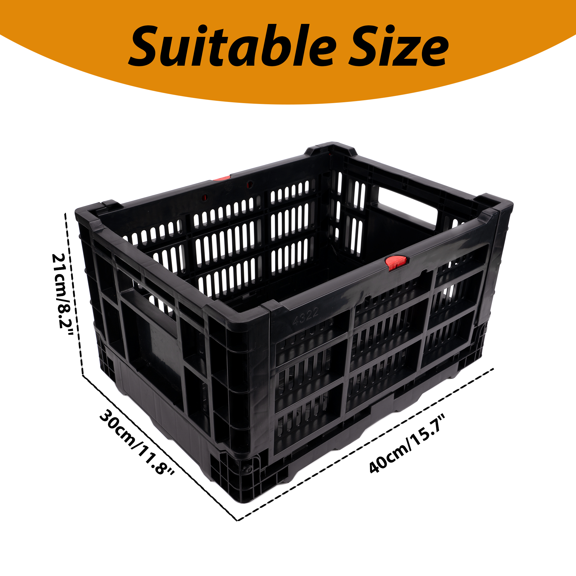Bike Basket Rear – Folding Large Capacity Bicycle Storage Basket with Waterproof Cover, Collapsible Bike Milk Crate for Shopping, Outings, and Pet Transport, Great for E-Bikes, Black - Image 5