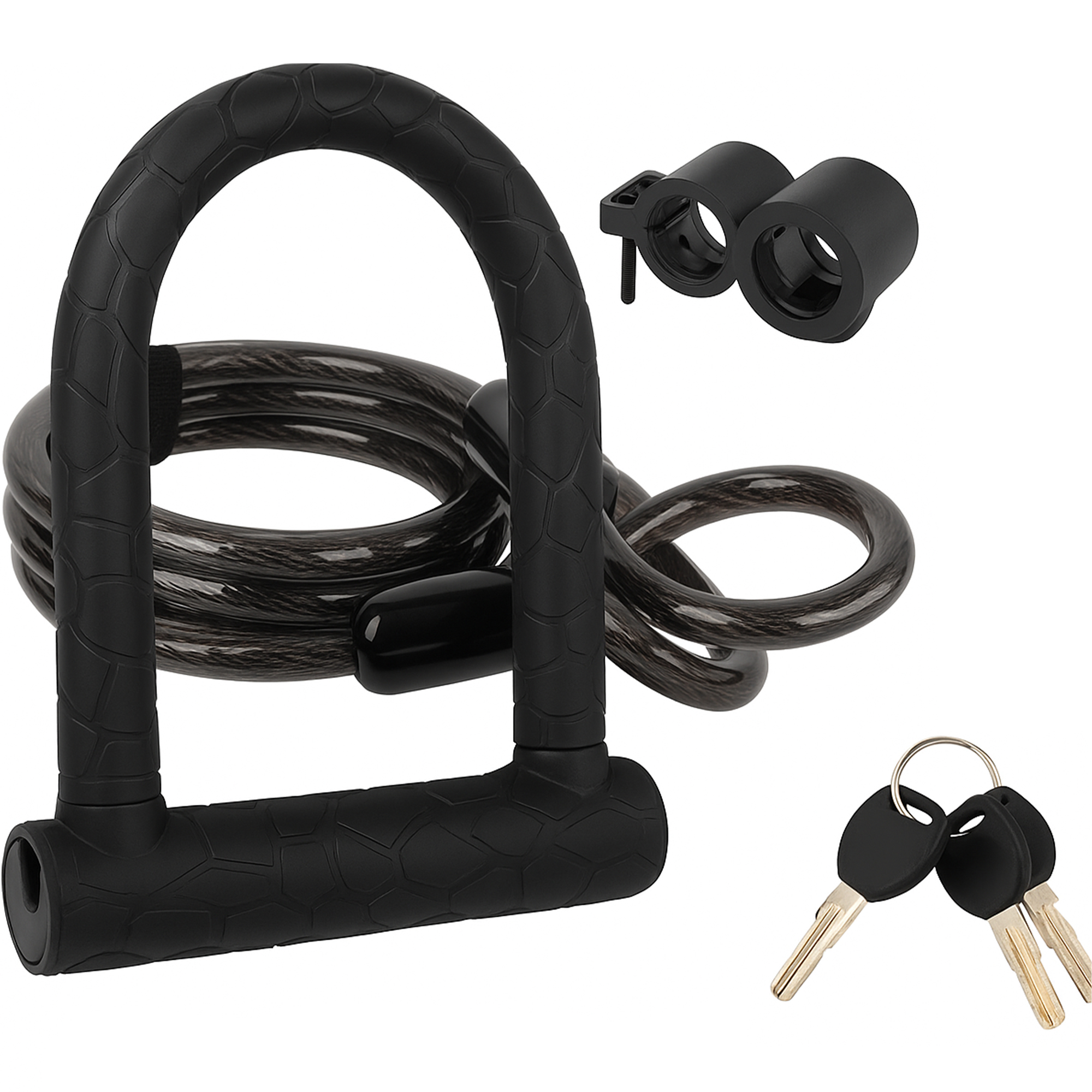 Bike U Lock with Cable and Mount – Heavy Duty Anti Theft Bike Lock with 3 Keys, Bicycle U-Lock with Steel Cable for MTB Road Bike Scooter Ebike Electric Bike