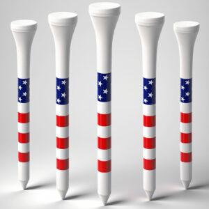 2 3/4 Golf Tees – 100-Pack Plastic Golf Tees with American Flag Design, 2.75 in Tees for Drivers & Fairway Woods, Patriotic Golf Accessories for Men