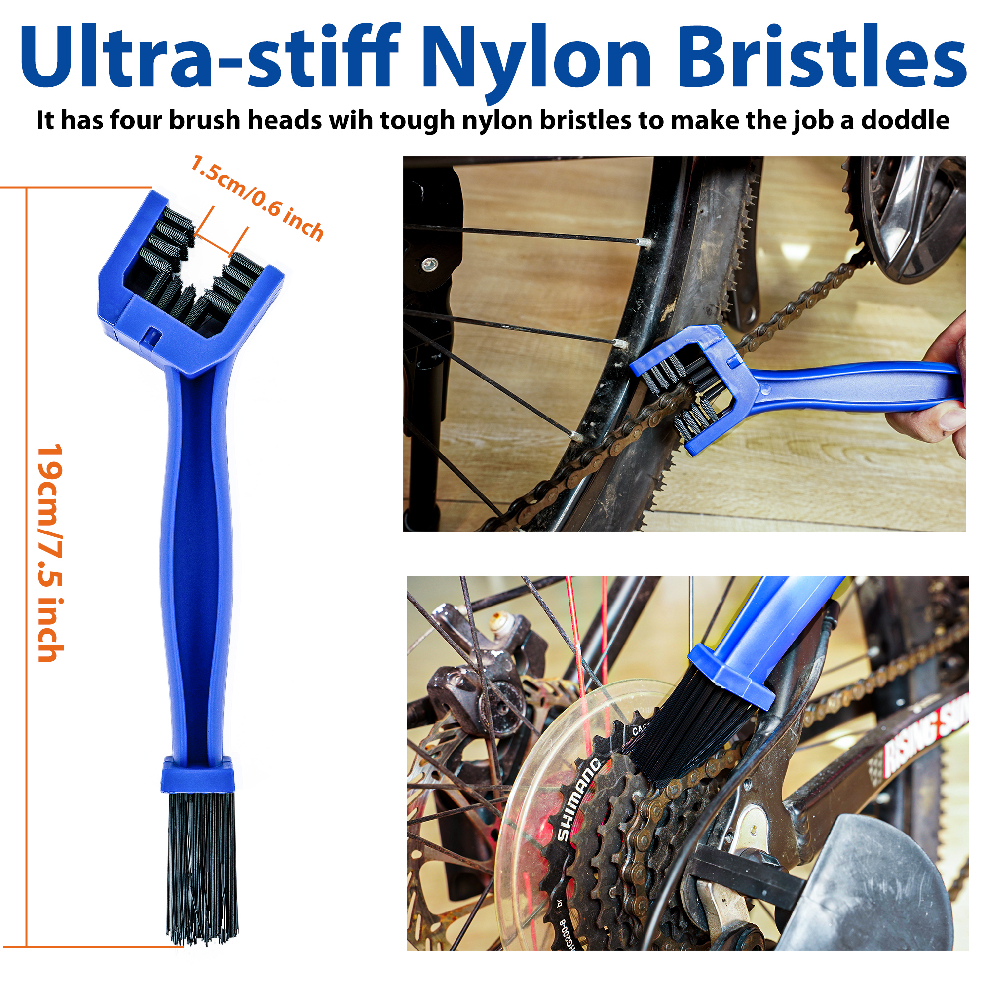 Chain Cleaner Bicycle, Bike Chain Cleaning Tool Kit with Scrubber Brushes and Gear Scraper, Easy Chain Maintenance for Road, Mountain, BMX, and Commuter Bikes - Image 6
