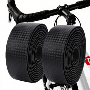 Road Bike Handlebar Tape, Anti-Slip PU EVA Bike Bar Tape, Bike Grip Tape, Handlebar Tape Black Textured for Road & Gravel Bikes – Thickened Shock Absorbing Grip Wrap with Bar End Plugs