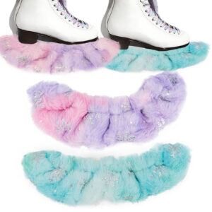Ice Skate Soakers 1 Pair Plush Blade Covers for Figure & Hockey Skates, Soft Absorbent Lining, Fits Most Blades up to 12 Inch, Youth & Adult, Pink Purple/Teal