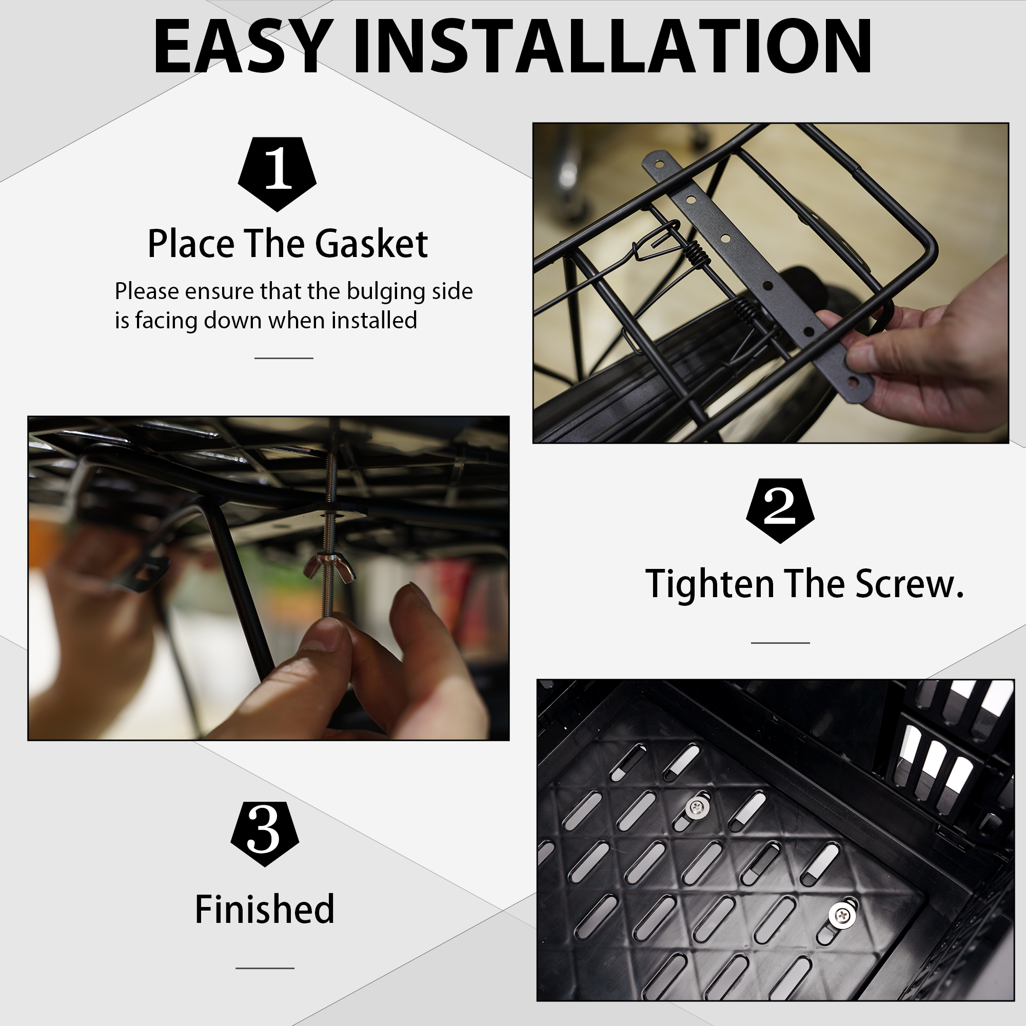 Bike Basket Rear – Folding Large Capacity Bicycle Storage Basket with Waterproof Cover, Collapsible Bike Milk Crate for Shopping, Outings, and Pet Transport, Great for E-Bikes, Black - Image 3