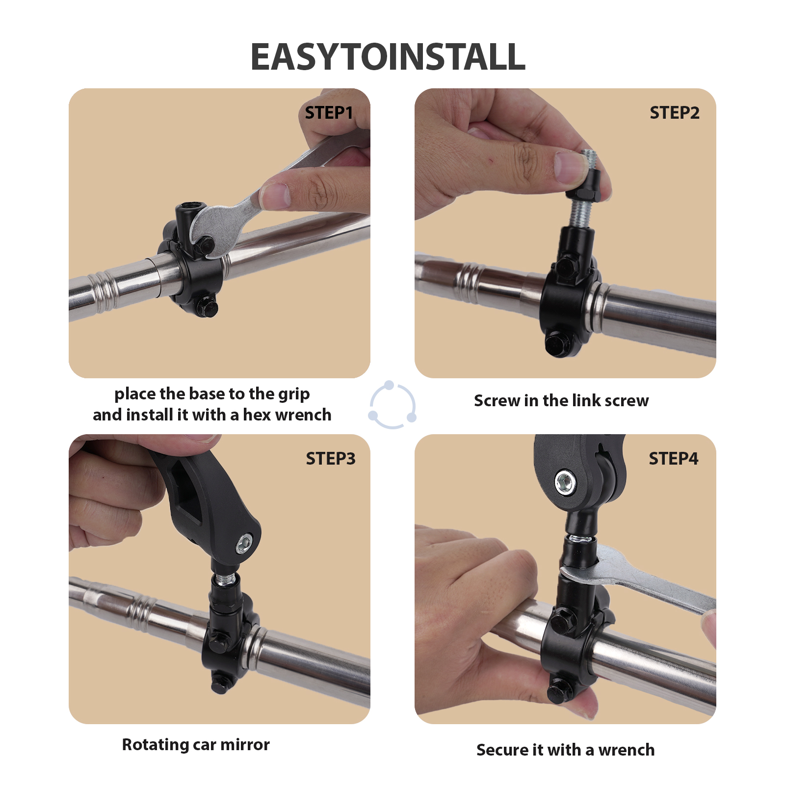 Bike Mirror Handlebar Mount – Adjustable Rear View Mirror for Mountain Bikes, E-Bikes, Scooters, Clear View, Easy Installation, Ideal for Adult Bikes - Image 4