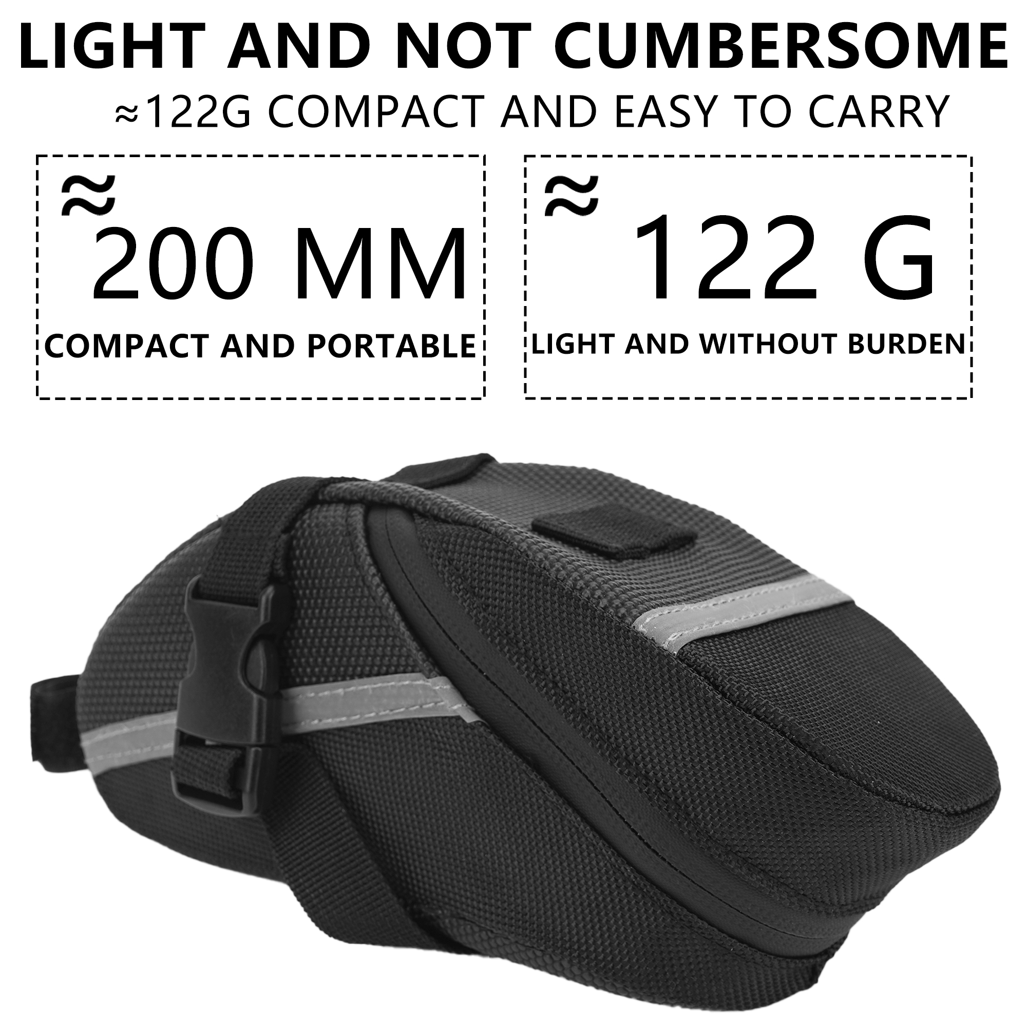 Bike Bag Under Seat – Waterproof Bicycle Saddle Bag with Reflective Strip, Compact Under Seat Bike Pouch for Road & Mountain Bikes - Image 4