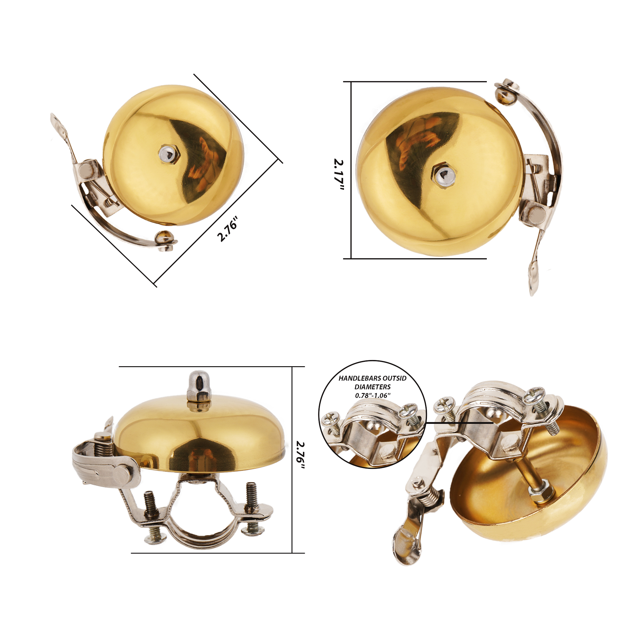 Brass Bike Bell, Kids Bell for Bike/Bicycle Loud & Clear Sound Bicycle Bell for Adults & Kids Classic Design, Easy Installation Fits Mountain, Road, Folding Bikes and Scooters - Image 5