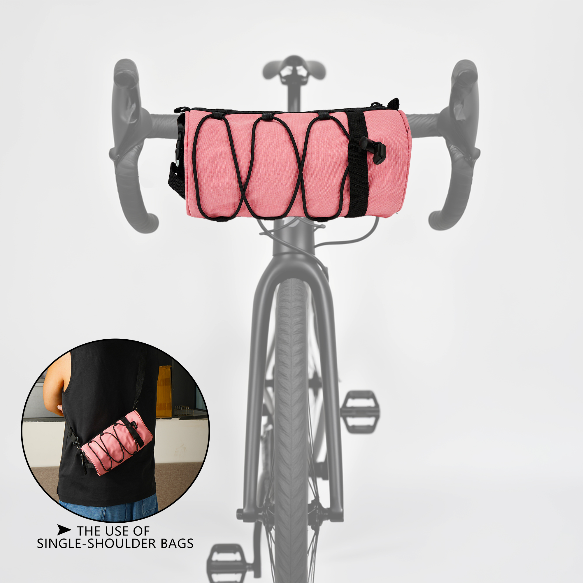 Simple Bar Bag for Adults – Waterproof Bike Front Bag with Side Pockets & Elastic Band, Cycling Handlebar Bag for Road, MTB & Commuter Bikes (Pink) - Image 6