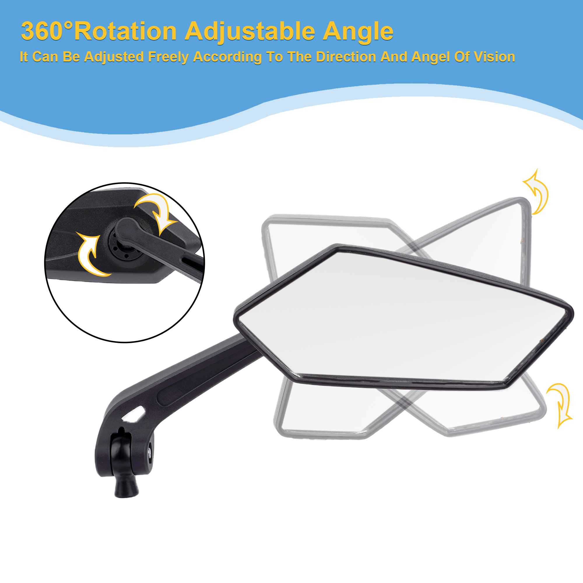 Bike Mirror Handlebar Mount – Adjustable Rear View Mirror for Mountain Bikes, E-Bikes, Scooters, Clear View, Easy Installation, Ideal for Adult Bikes - Image 3