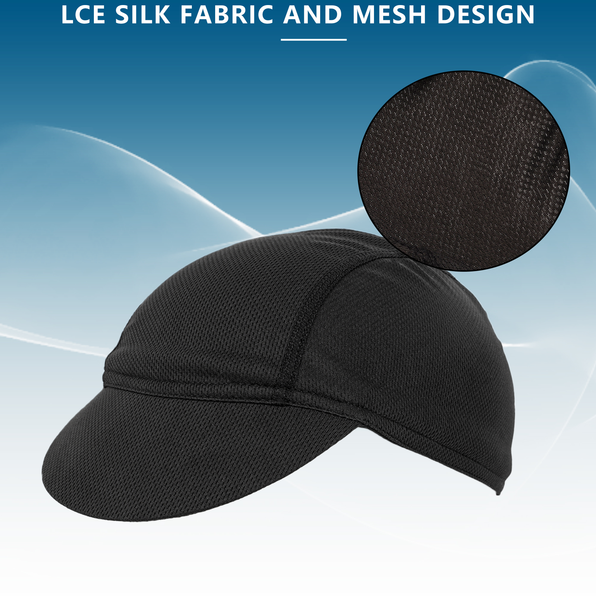 Mens Cycling Caps, Cycling Caps 2-Pack, Breathable Net-Weaving Mesh Under-Helmet Bike Hat with Short Brim, Black & Dark Blue, Lightweight Moisture-Wicking Unisex - Image 3