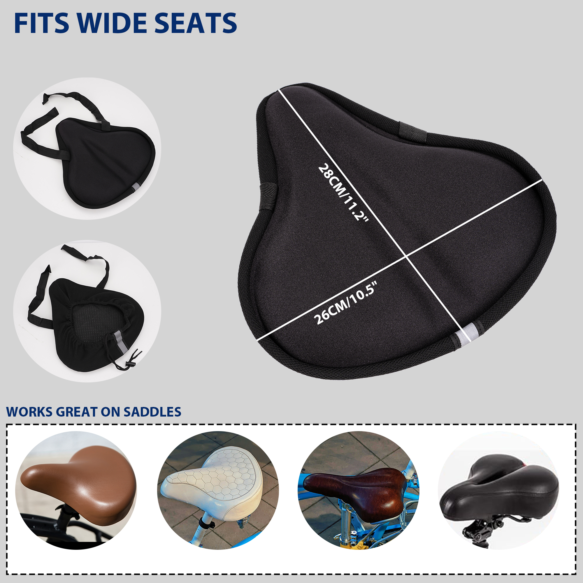 Gel Bike Seat Cover – Soft Padded Bicycle Saddle Cushion with Anti-Slip Design & Drawstring Fit – Comfort Cycling Seat Pad for Road, Mountain & Exercise Bikes - Image 6