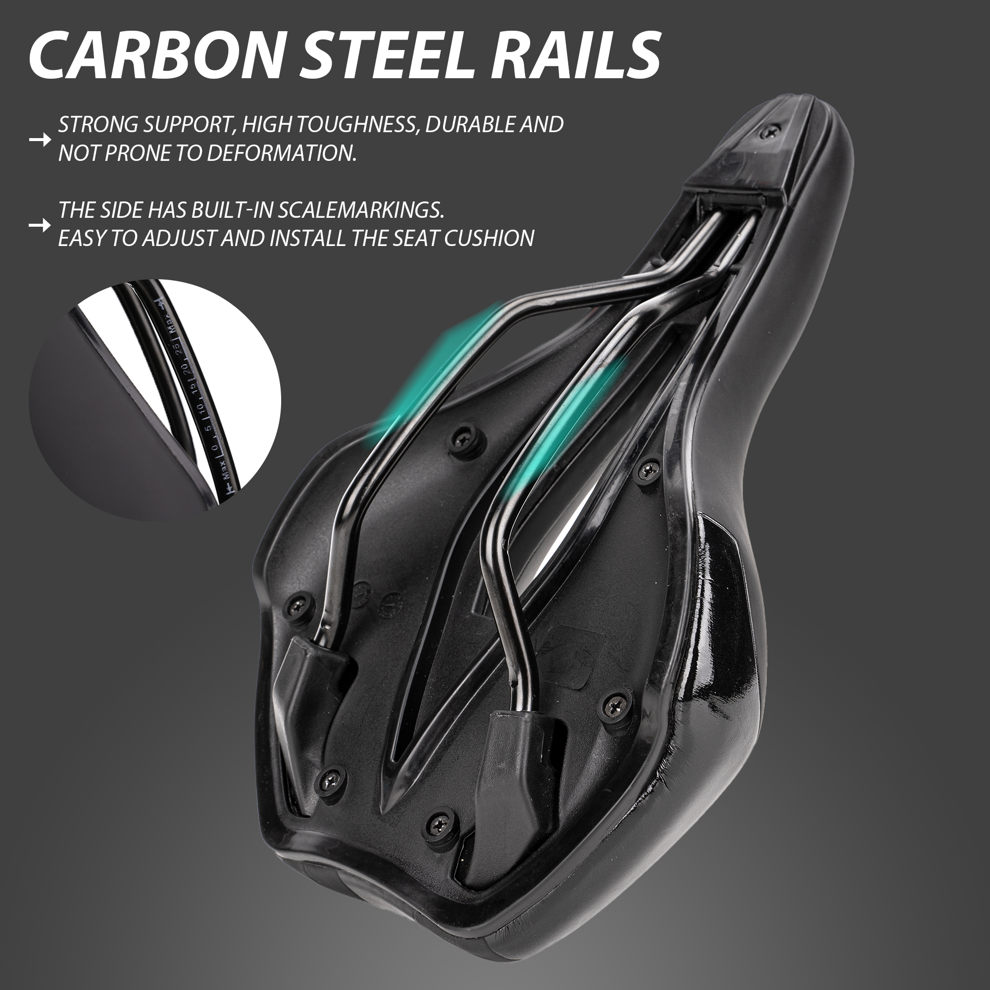 Mountain Bike Seat, Comfortable Bicycle Saddle for Men & Women, Ergonomic Hollow MTB Bike Seat with Padding, Shock Absorbing Road Bike Saddle, Compatible with E-Bike & Hybrid - Image 5