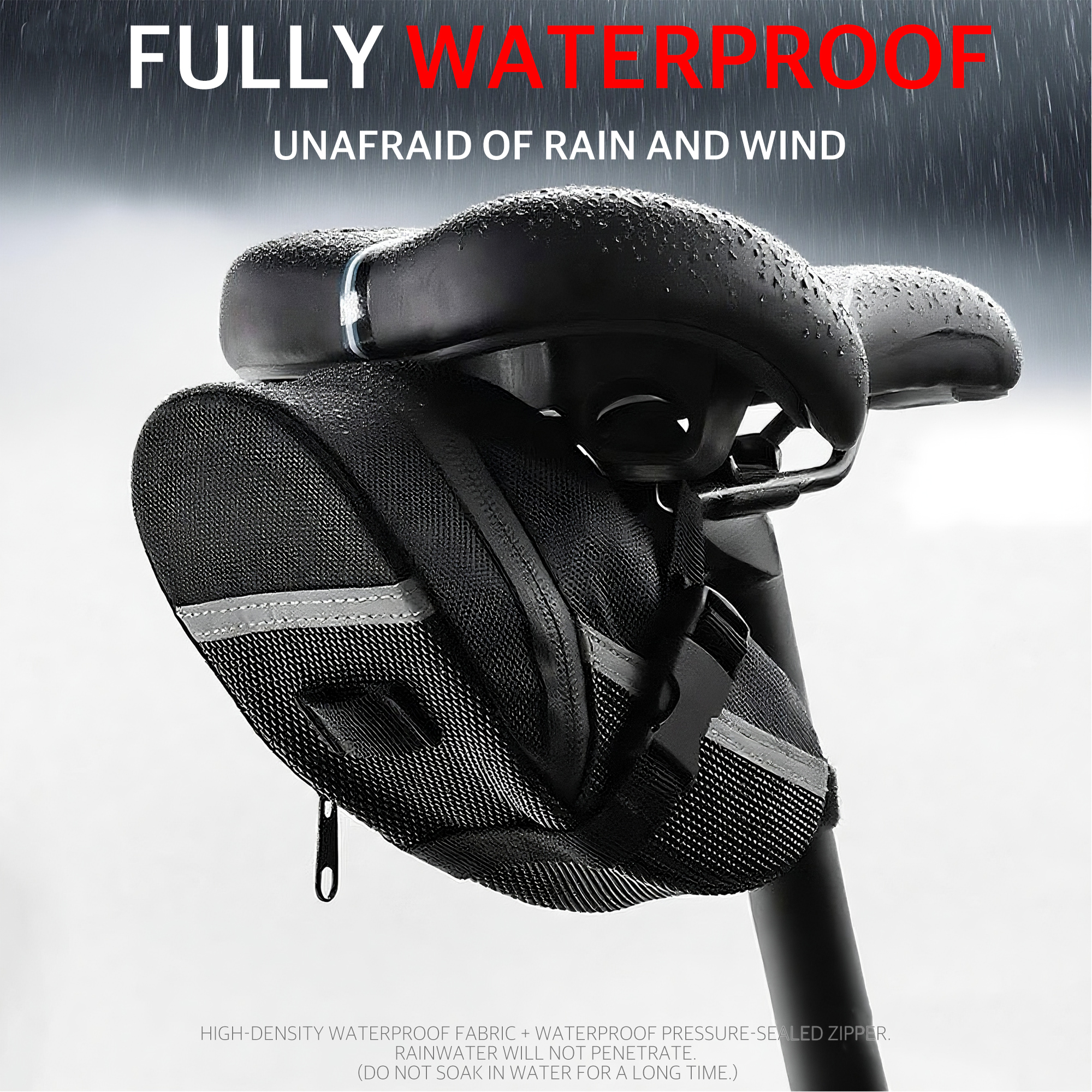 Bike Bag Under Seat – Waterproof Bicycle Saddle Bag with Reflective Strip, Compact Under Seat Bike Pouch for Road & Mountain Bikes - Image 5