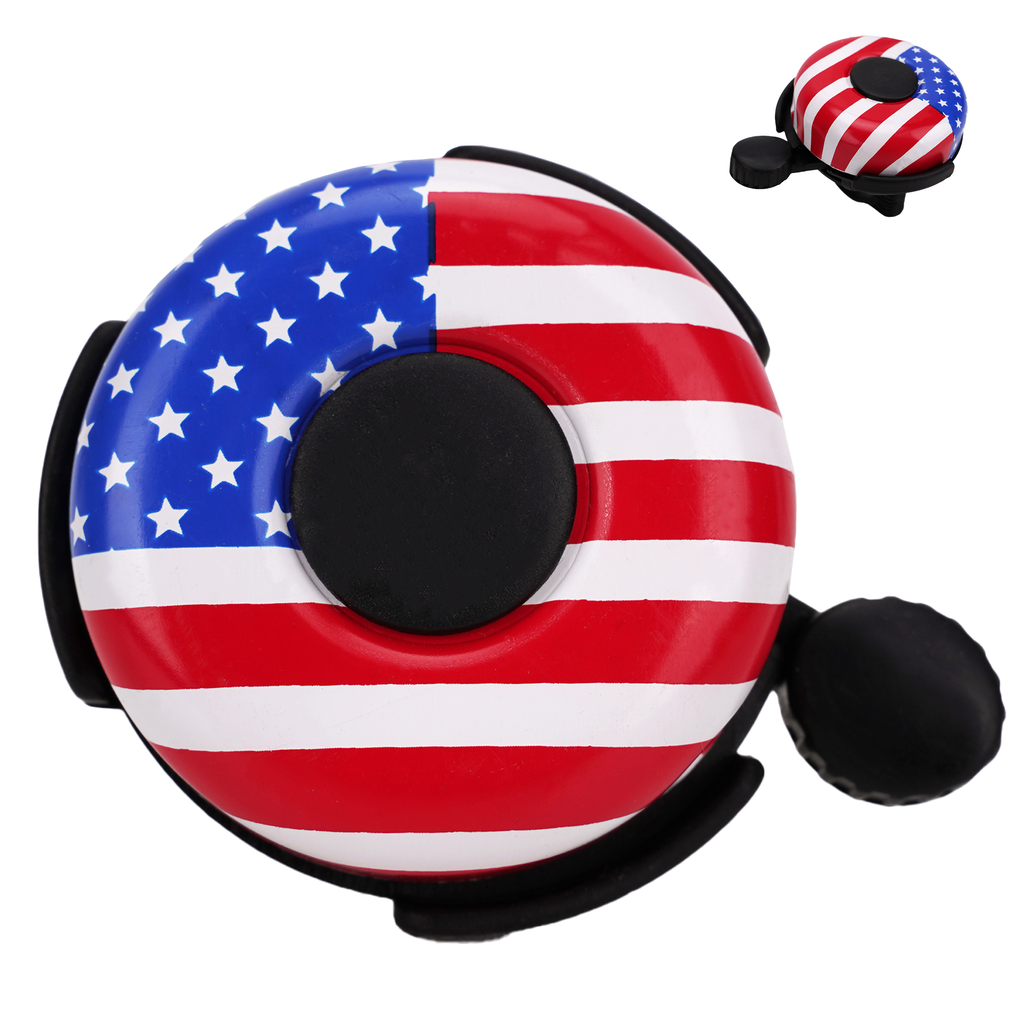 Kids Bike Bell – Loud Clear Sound Bicycle Bell for Boys and Girls, American Flag Design, Easy Handlebar Mount for Toddler, BMX, and Cruiser Bikes