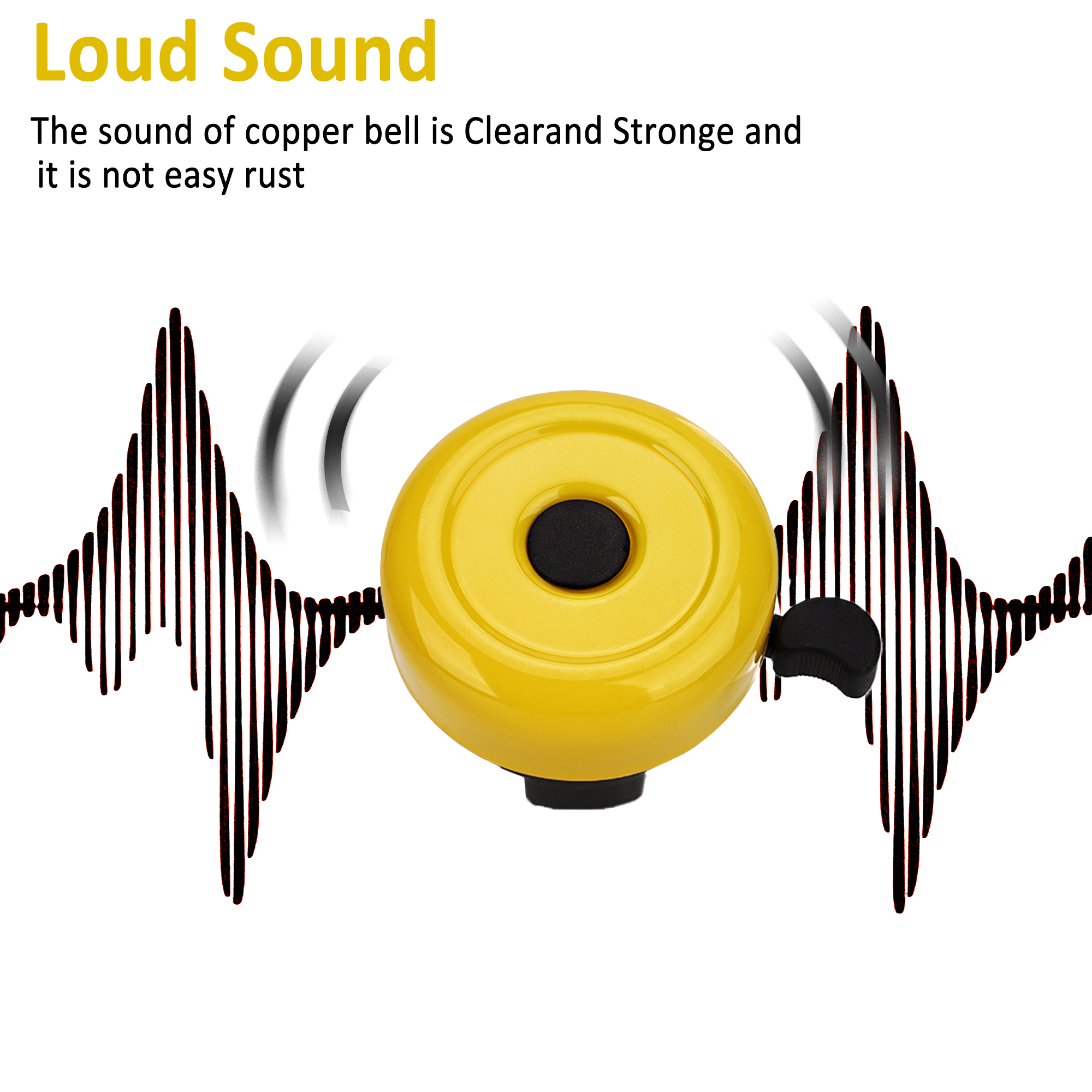 Bike Bell for Kids – Cute Bicycle Bell for Boys & Girls, Easy-to-Install Handlebar Bell for Kids' Bikes & Scooters, Loud Ring Sound, Yellow - Image 4