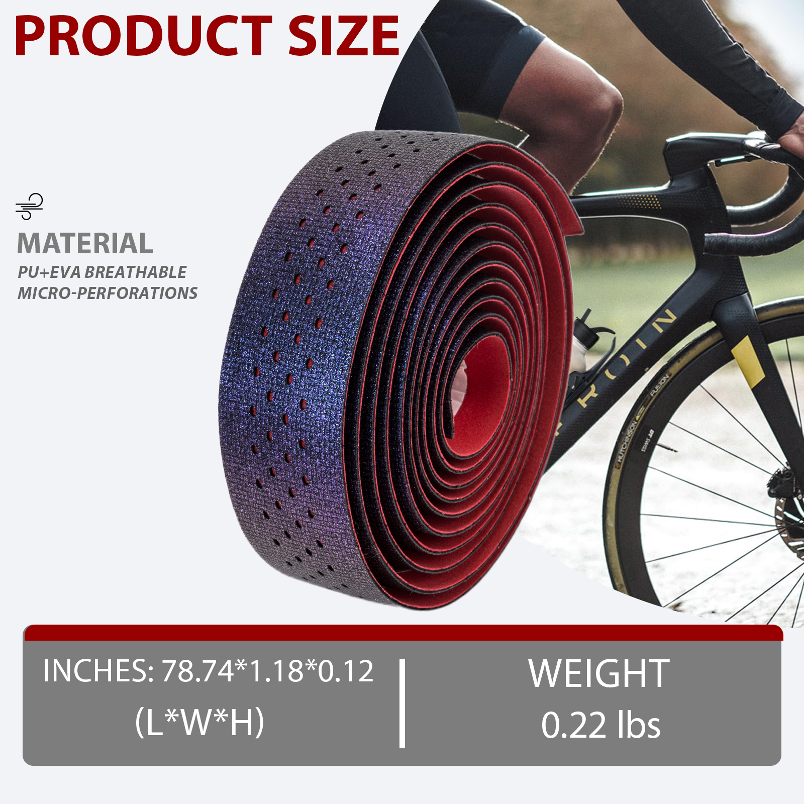 Bicycle Handlebar Tape, Bike Grip Tape, Gradient EVA Bar Tape for Road & Gravel Bikes, Non-Slip, Shock Absorbing, Comfortable Grip, Easy to Install - Image 5