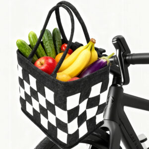 Bike Basket Front for Bike, Woven Felt Bicycle Handlebar Basket for Adults, Detachable Storage Basket for Commuting, Shopping, Picnic, Daily Riding Accessories