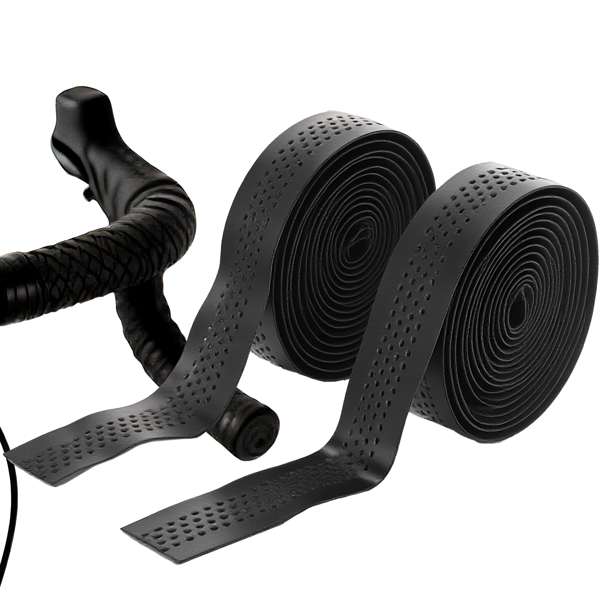 Road Bike Grip Tape – Anti-Slip Breathable Bar Tape for Road Bike, Shock Absorbing Bicycle Handlebar Wrap, Black Grip Tape for Cycling Comfort
