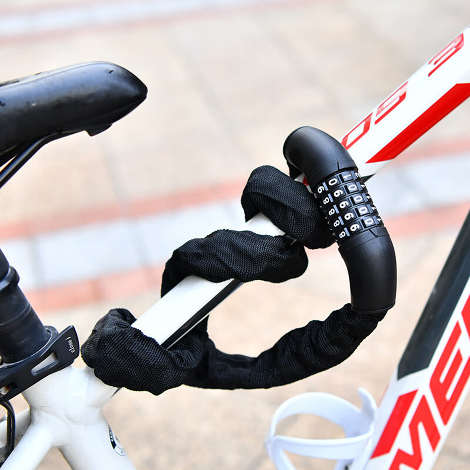 Bike Lock Combination – Heavy Duty 5-Digit Resettable Chain Lock, Anti-Theft Security Cable for Bicycle, E-Bike, Scooter, Weatherproof & Easy to Use - Image 3