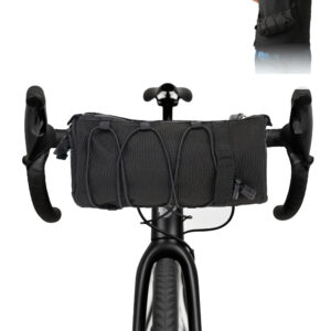 Simple Bar Bag for Adults – Waterproof Bike Front Bag with Side Pockets & Elastic Band, Cycling Handlebar Bag for Road, MTB & Commuter Bikes (Black)