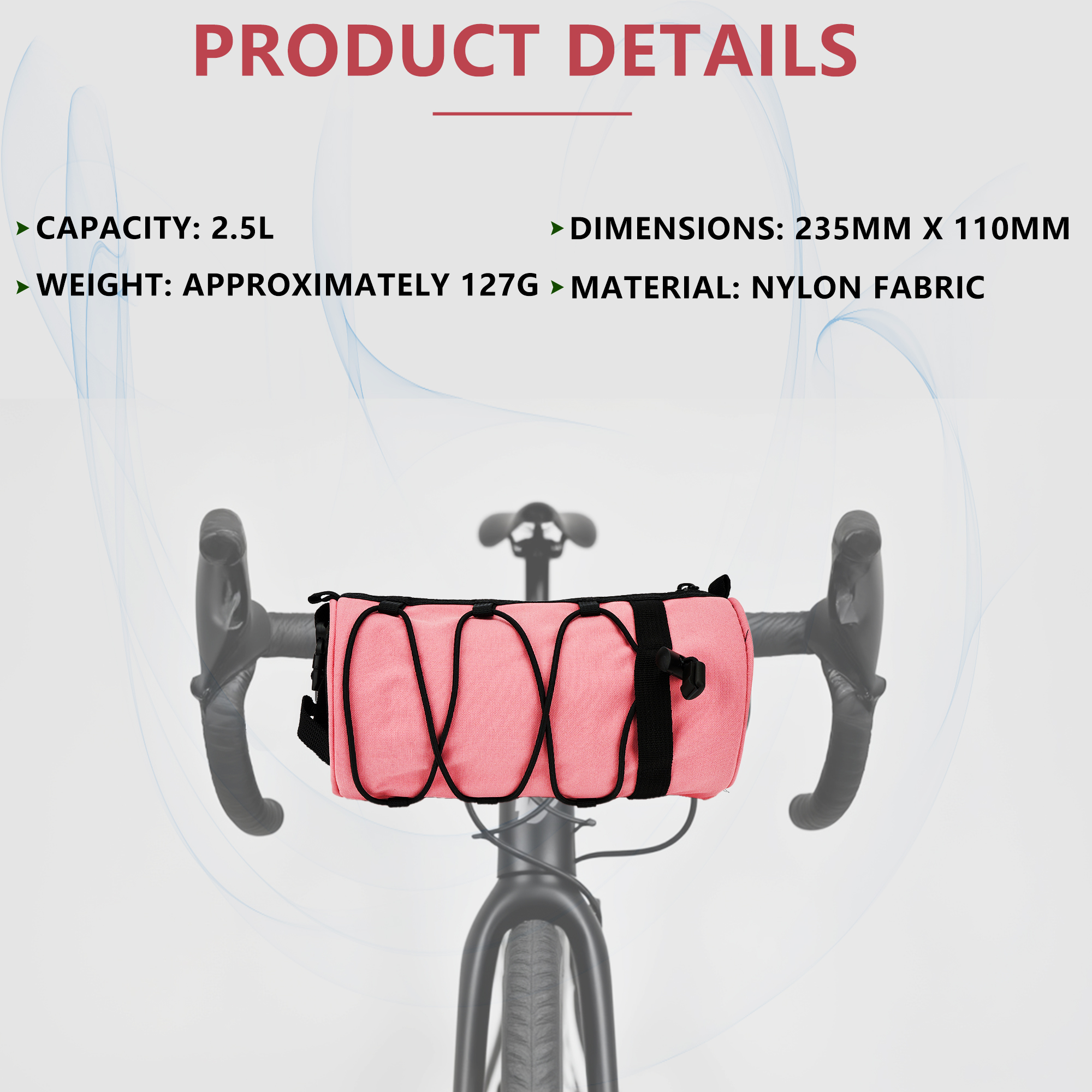 Simple Bar Bag for Adults – Waterproof Bike Front Bag with Side Pockets & Elastic Band, Cycling Handlebar Bag for Road, MTB & Commuter Bikes (Pink) - Image 3