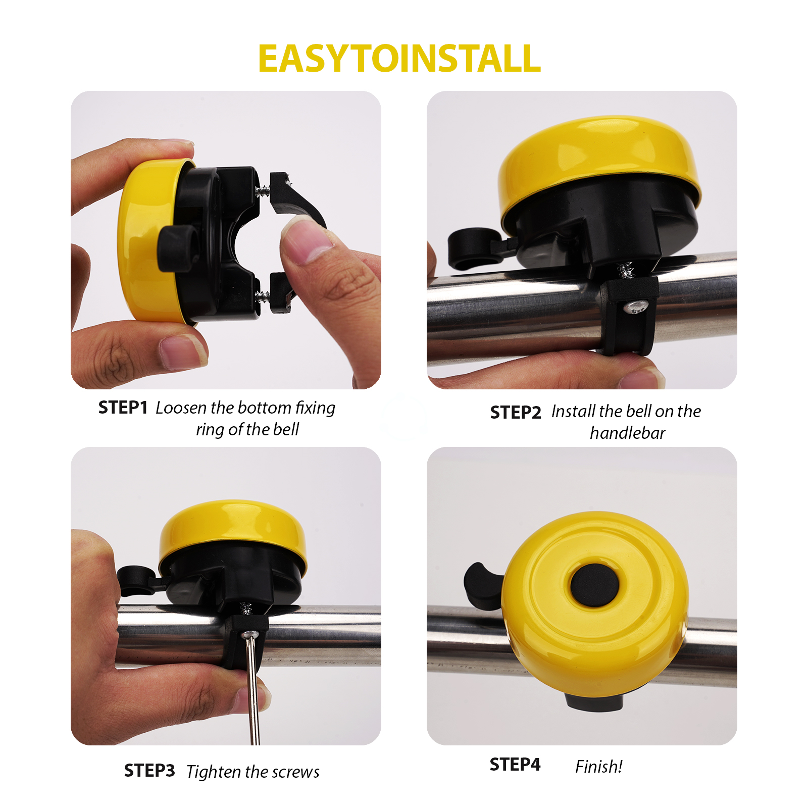 Bike Bell for Kids – Cute Bicycle Bell for Boys & Girls, Easy-to-Install Handlebar Bell for Kids' Bikes & Scooters, Loud Ring Sound, Yellow - Image 6