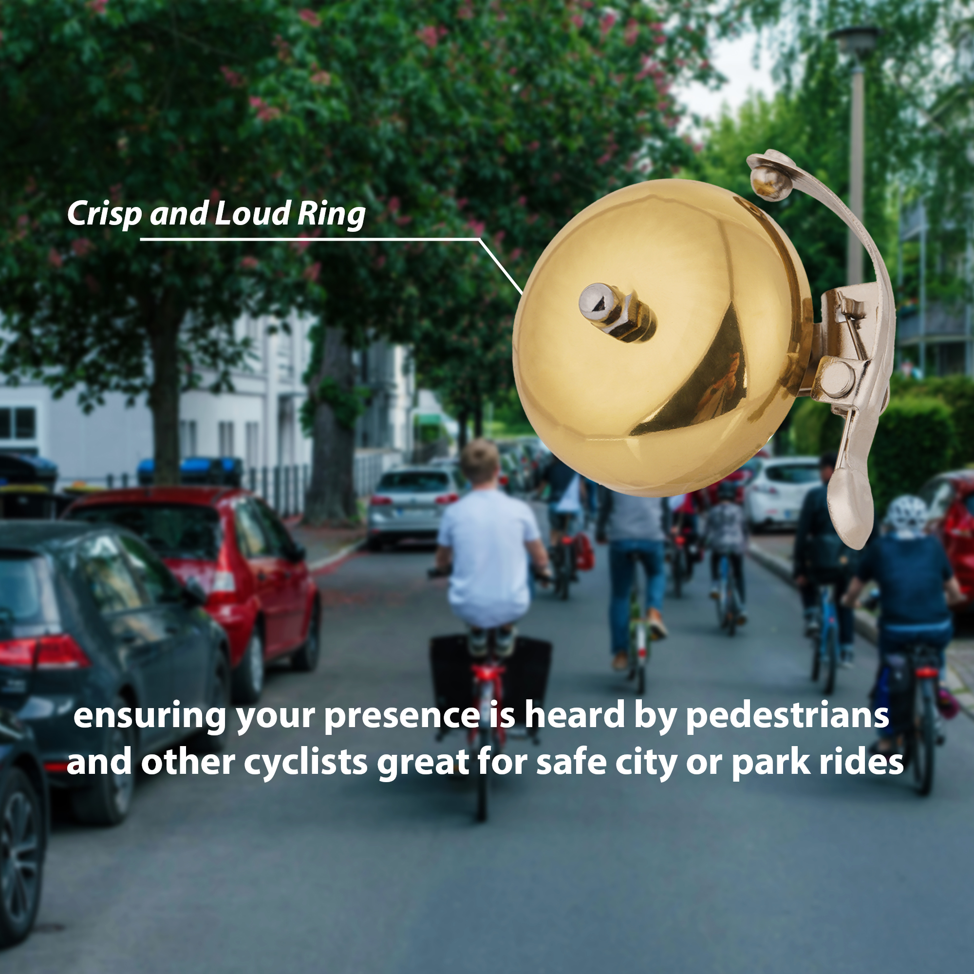 Brass Bike Bell, Kids Bell for Bike/Bicycle Loud & Clear Sound Bicycle Bell for Adults & Kids Classic Design, Easy Installation Fits Mountain, Road, Folding Bikes and Scooters - Image 4