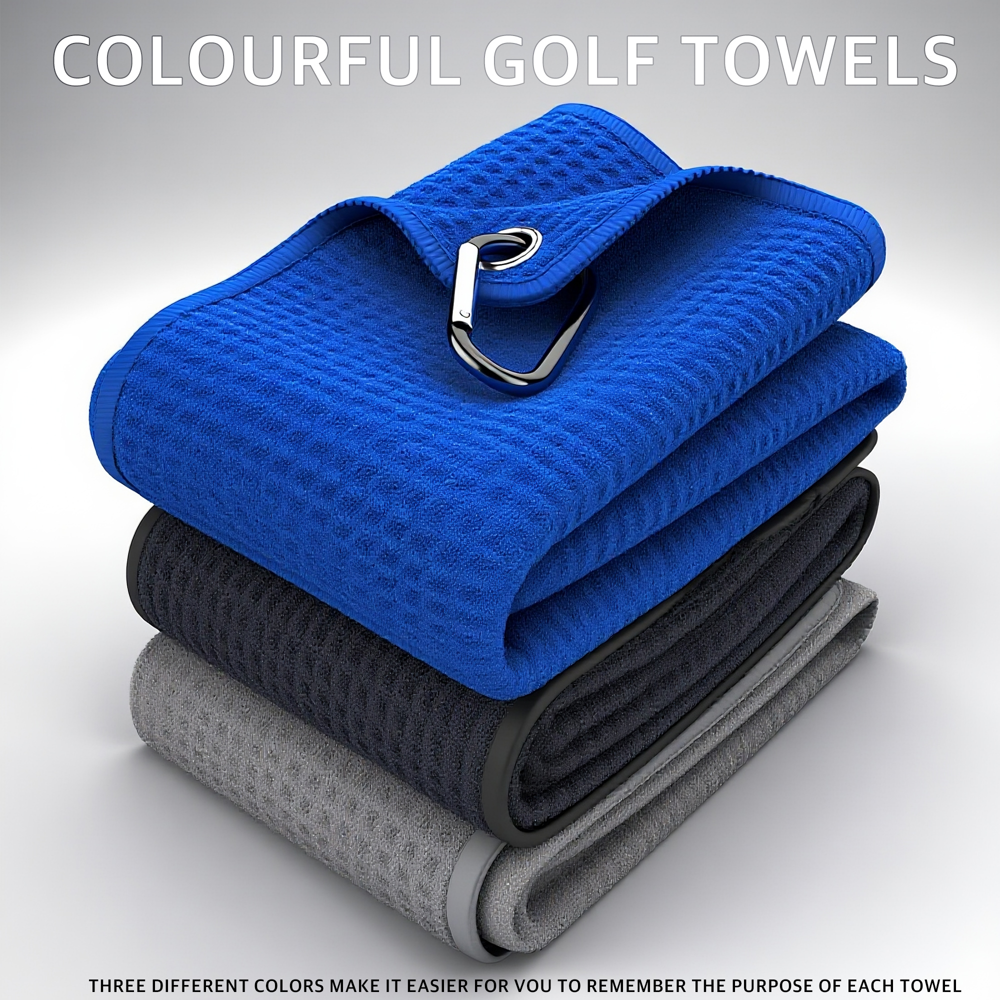 Golf Towels for Golf Bags for Men – Microfiber Golf Towel with Carabiner Clip for Clubs, Balls & Hands, Super Absorbent & Quick Dry Golf Accessories - Image 3