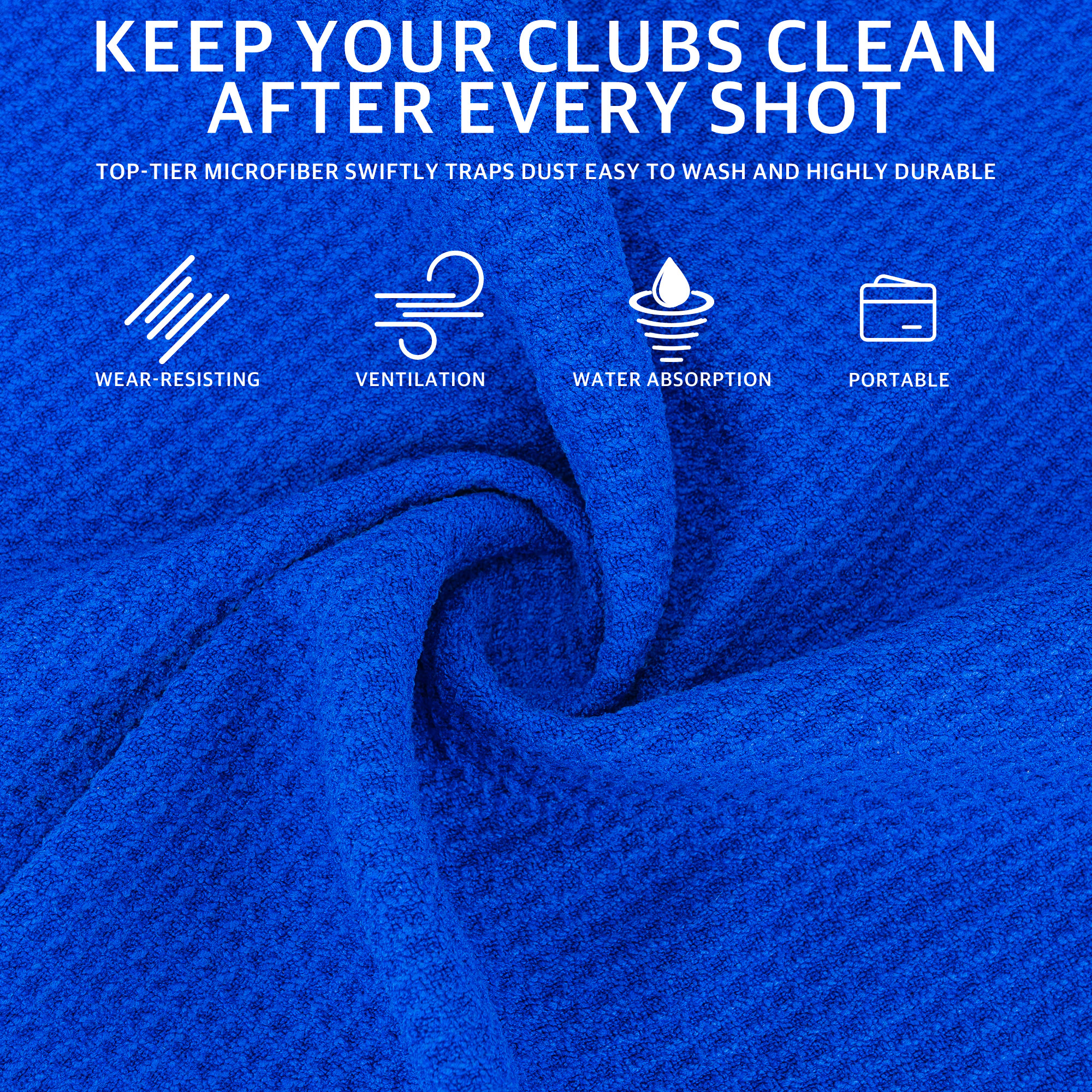 Golf Towels for Golf Bags for Men – Microfiber Golf Towel with Carabiner Clip for Clubs, Balls & Hands, Super Absorbent & Quick Dry Golf Accessories - Image 4