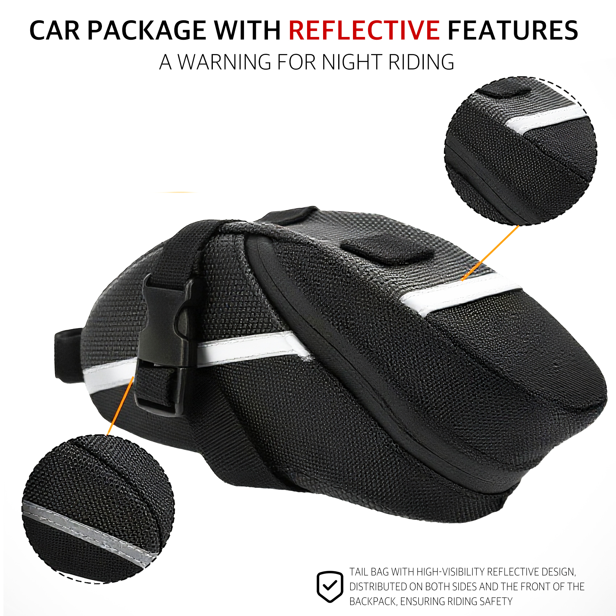 Bike Bag Under Seat – Waterproof Bicycle Saddle Bag with Reflective Strip, Compact Under Seat Bike Pouch for Road & Mountain Bikes - Image 6