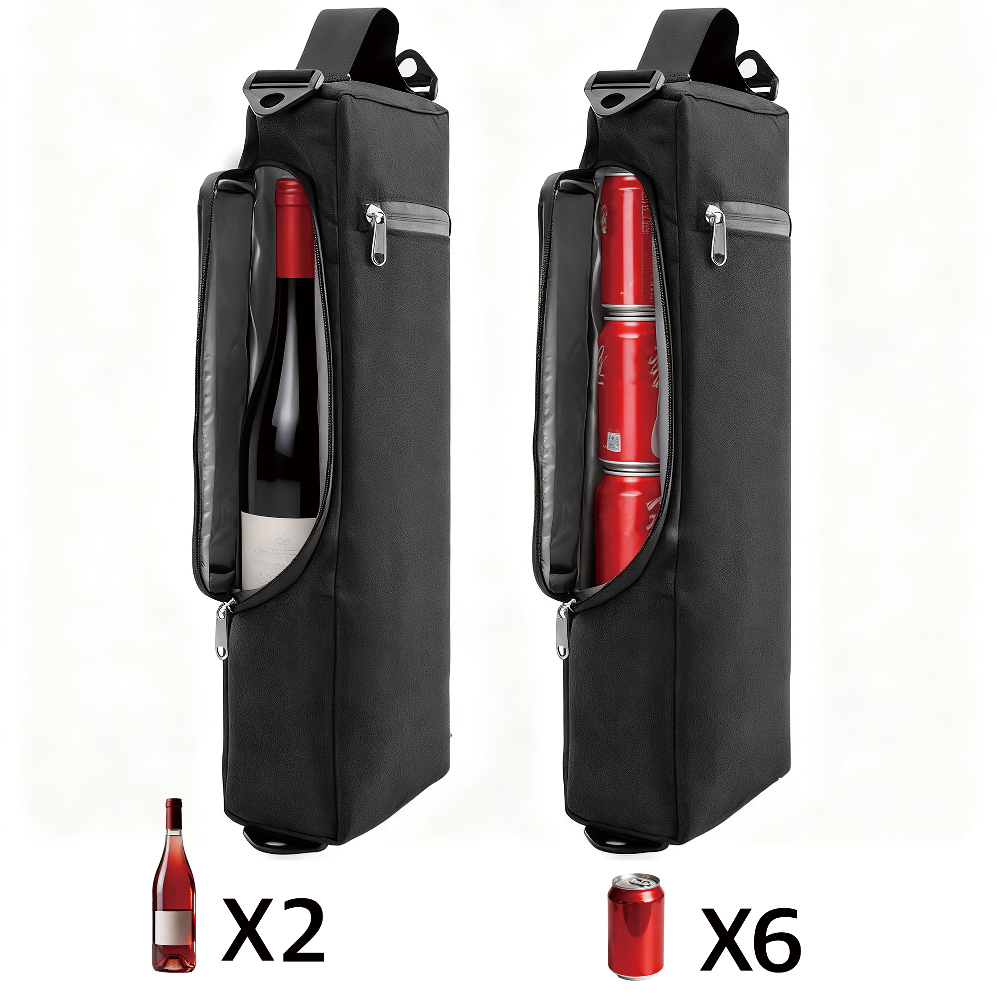 Golf Bag Cooler Sleeve – Insulated Beer Cooler Bag for Golf, Fits 6 Cans, Portable Shoulder & Tote Cooler for Golf Bag, Black - Image 5
