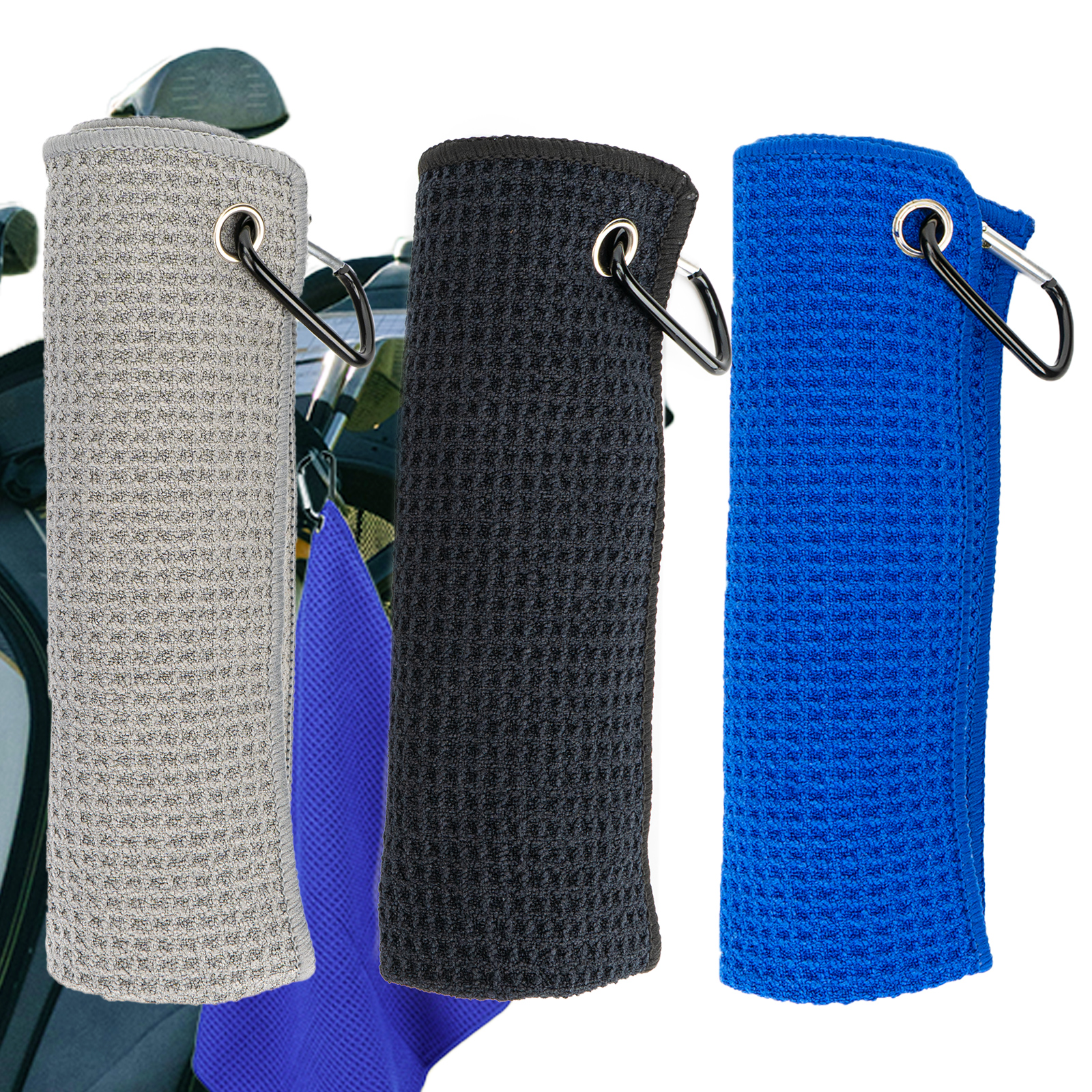 Golf Towels for Golf Bags for Men – Microfiber Golf Towel with Carabiner Clip for Clubs, Balls & Hands, Super Absorbent & Quick Dry Golf Accessories