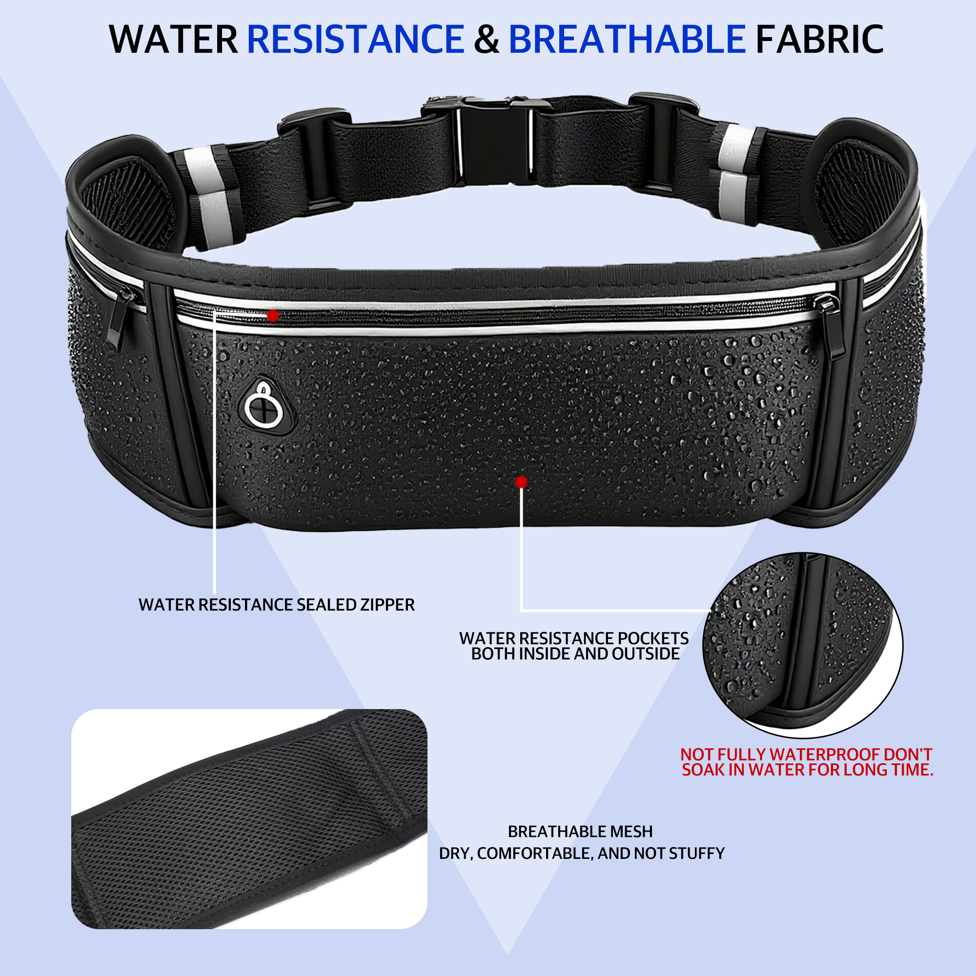 Running Belt for Phone – Adjustable Running Waist Pack with 3 Pockets Fits Up to 7.2 Inch Phones, Slim Running Fanny Pack for Men & Women Jogging Hiking Fitness - Image 5