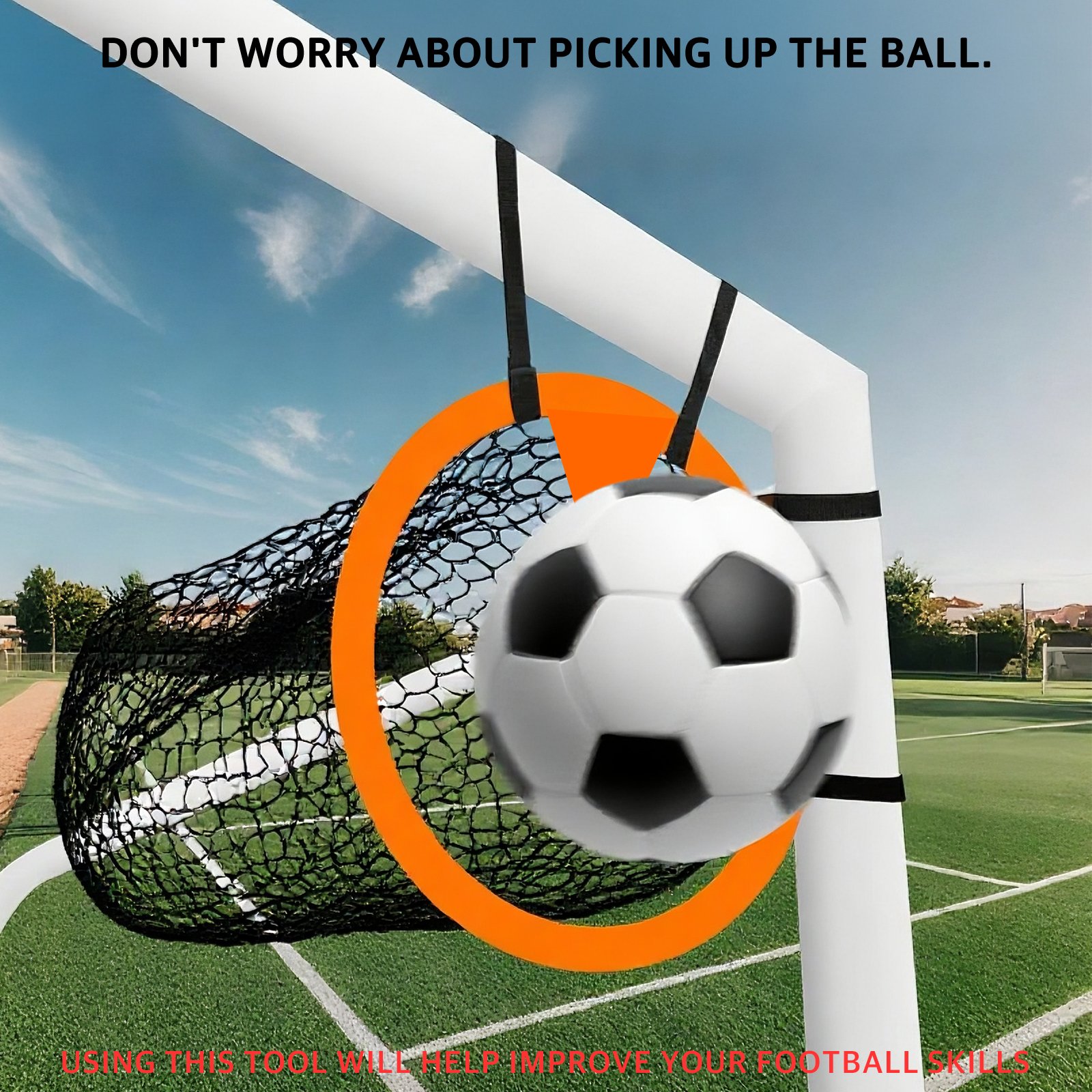 Soccer Goal Corner Target Nets with Bag 2-Pack – Orange & Red High-Visibility Accuracy Trainers with Catch Net, Adjustable Straps, Portable Shooting Targets for Kids & Adults - Image 6