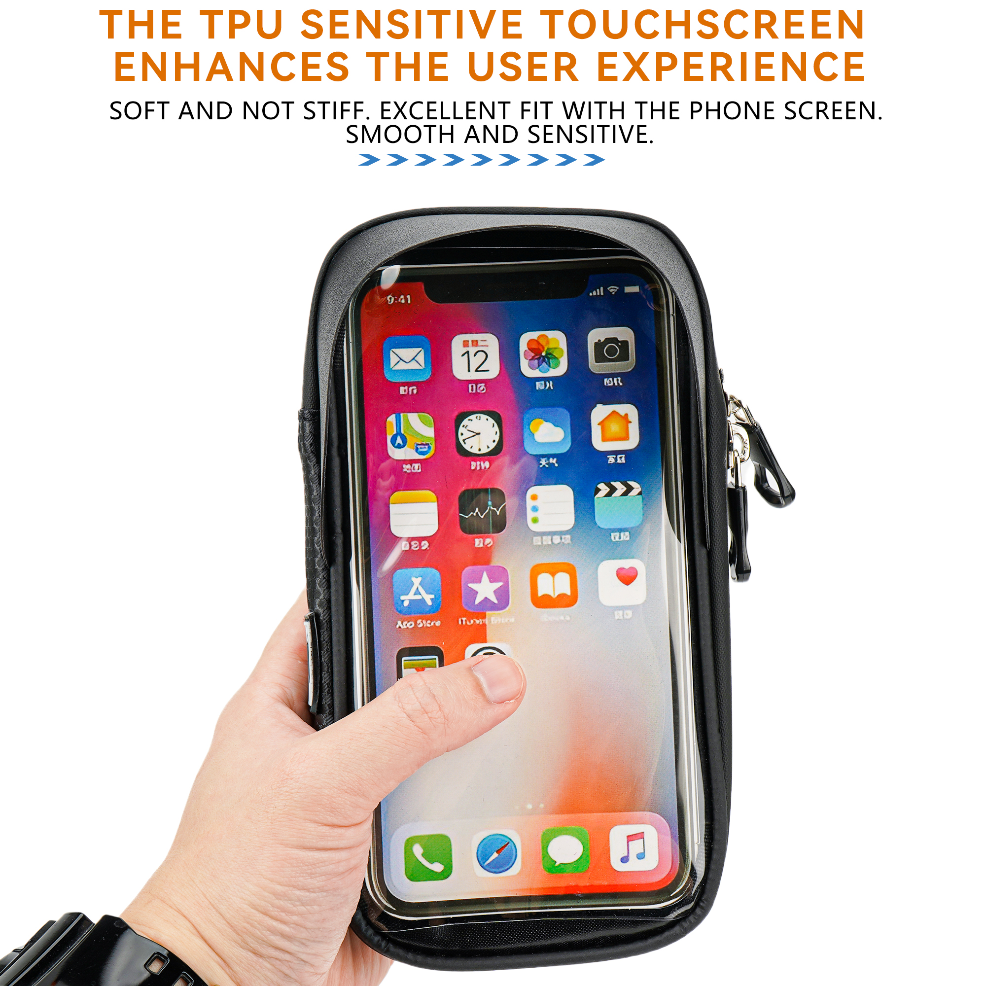 Phone Mount for Bike, Waterproof Bicycle Phone Holder Bag with Sun Visor, Touchscreen Phone Case Fits Up to 7 Inch Phones, Bike Frame Bag for Cycling Accessories - Image 4