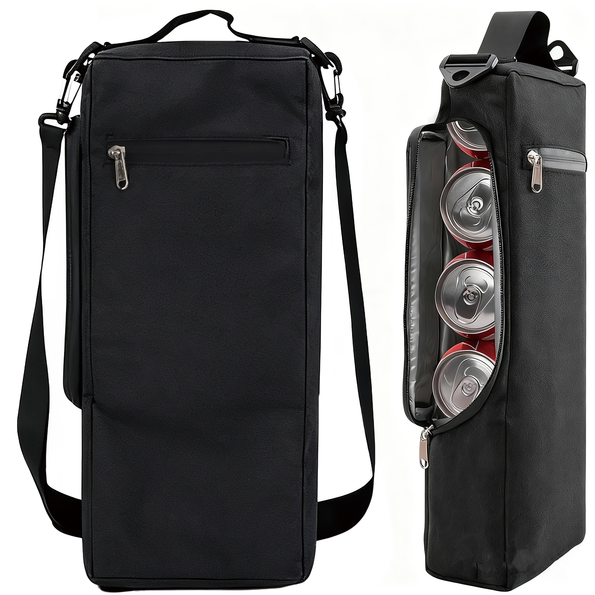Golf Bag Cooler Sleeve – Insulated Beer Cooler Bag for Golf, Fits 6 Cans, Portable Shoulder & Tote Cooler for Golf Bag, Black