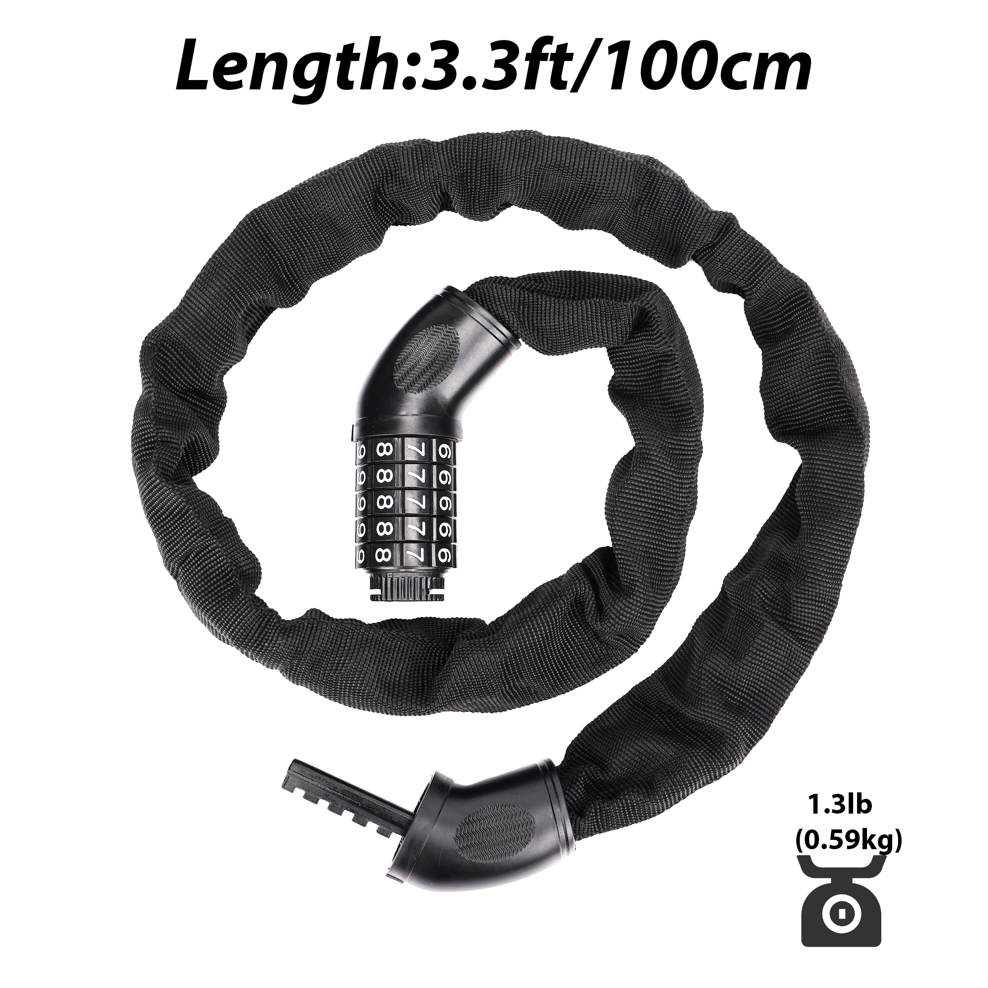 Bike Lock Combination – Heavy Duty 5-Digit Resettable Chain Lock, Anti-Theft Security Cable for Bicycle, E-Bike, Scooter, Weatherproof & Easy to Use - Image 4