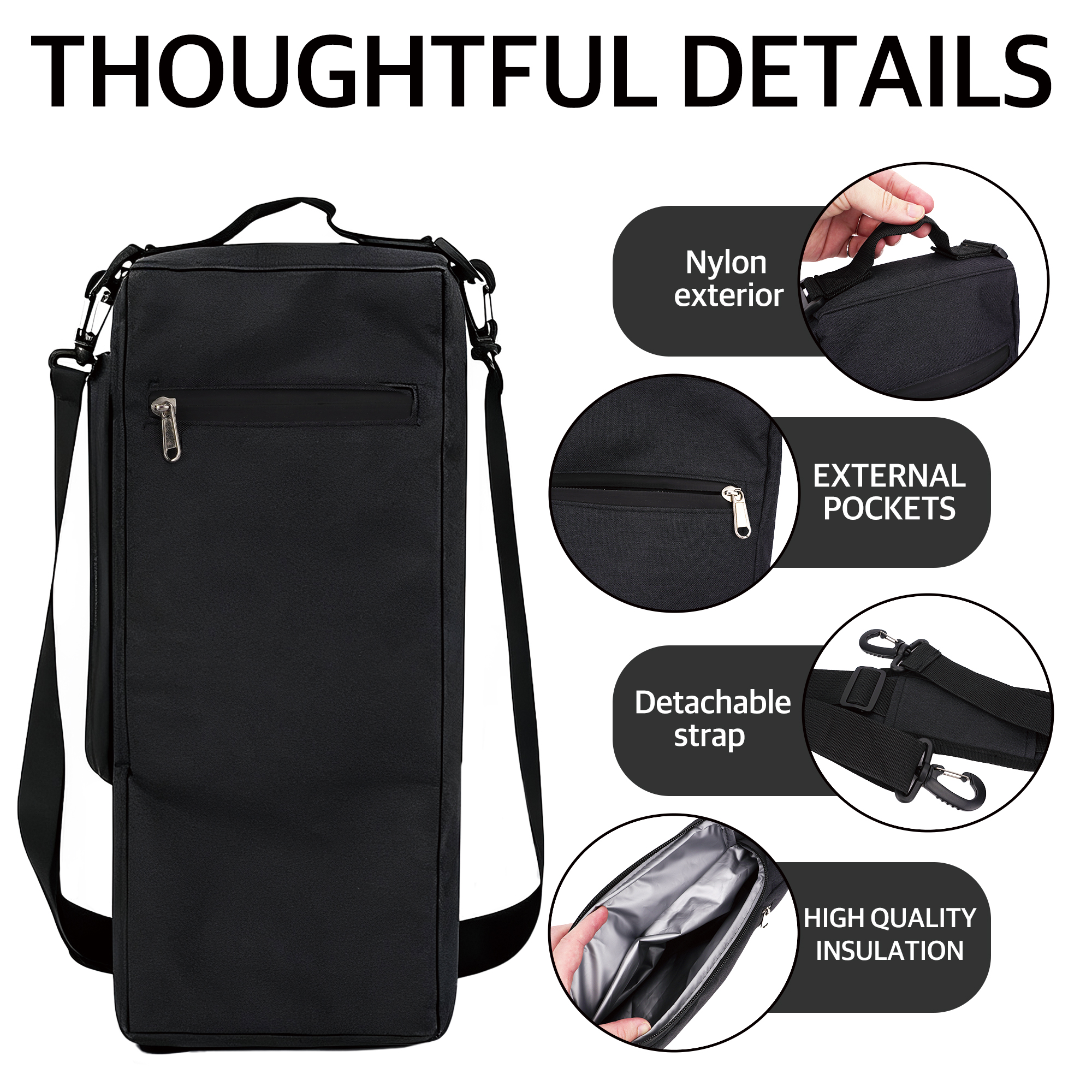 Golf Bag Cooler Sleeve – Insulated Beer Cooler Bag for Golf, Fits 6 Cans, Portable Shoulder & Tote Cooler for Golf Bag, Black - Image 3