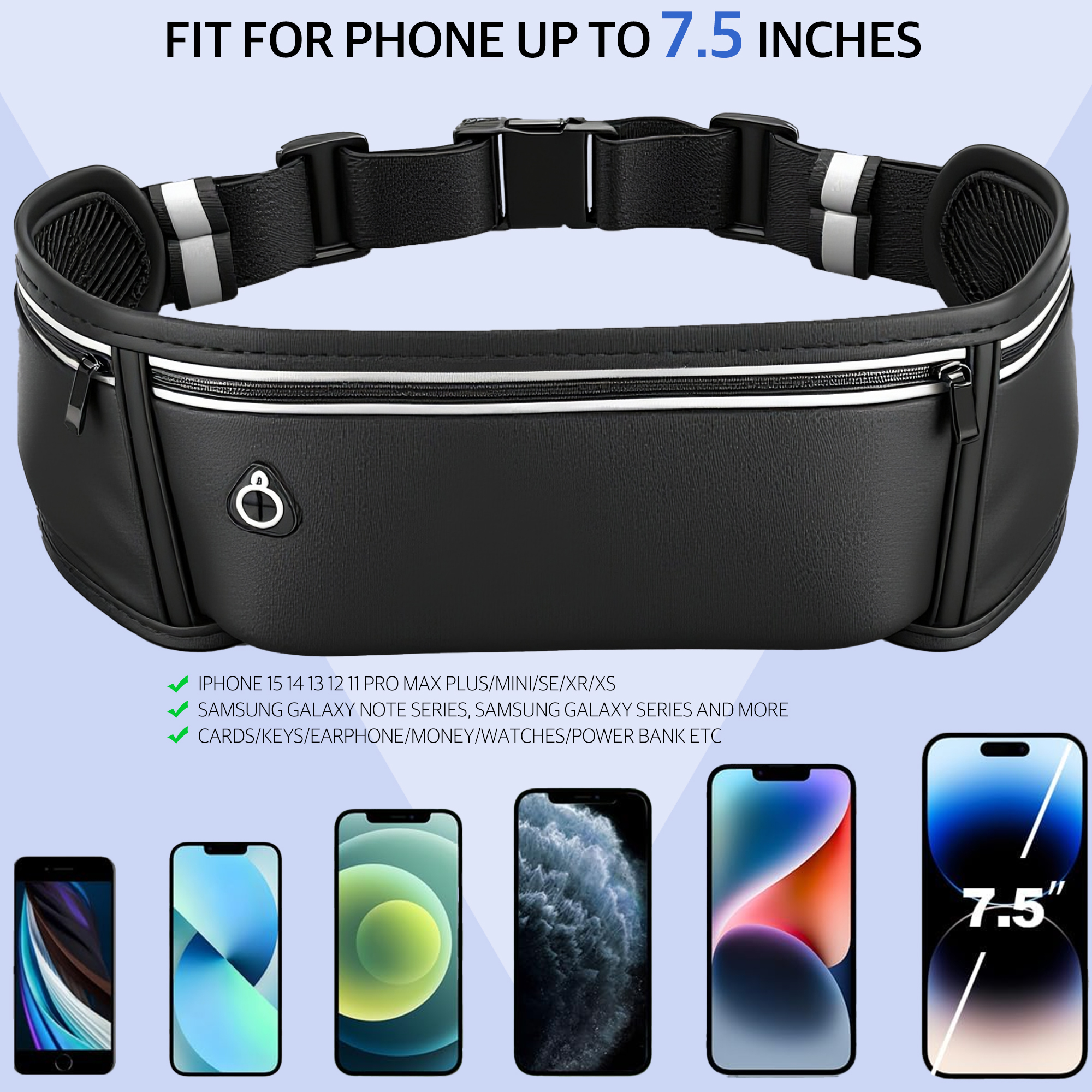 Running Belt for Phone – Adjustable Running Waist Pack with 3 Pockets Fits Up to 7.2 Inch Phones, Slim Running Fanny Pack for Men & Women Jogging Hiking Fitness - Image 6