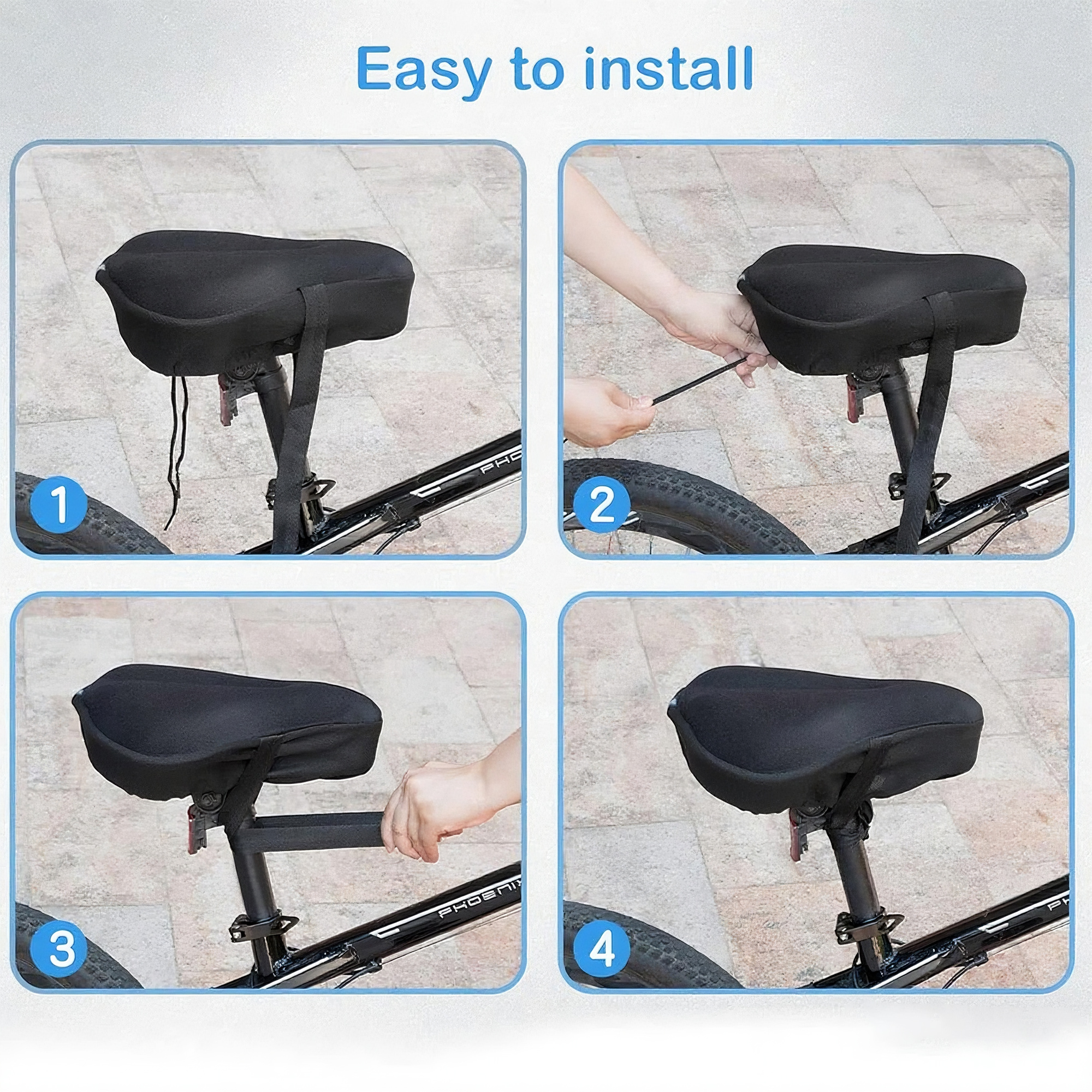 Gel Bike Seat Cover – Soft Padded Bicycle Saddle Cushion with Anti-Slip Design & Drawstring Fit – Comfort Cycling Seat Pad for Road, Mountain & Exercise Bikes - Image 5